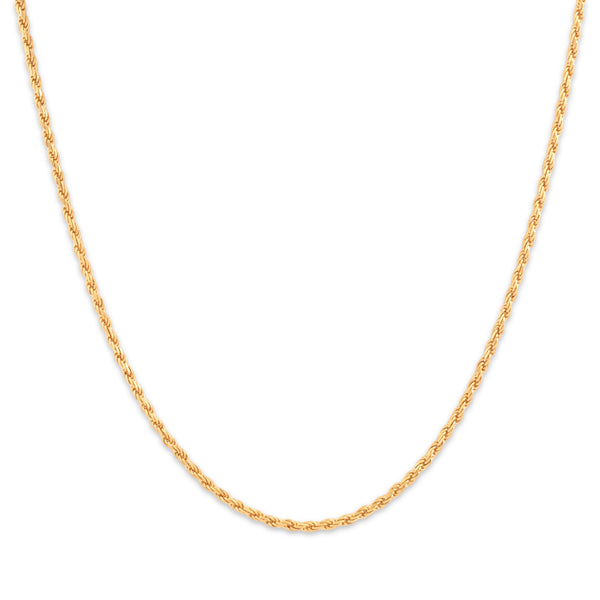 Vintage Italian 18k Yellow Gold Gleaming Twisted Rope 1.7mm Chain 16