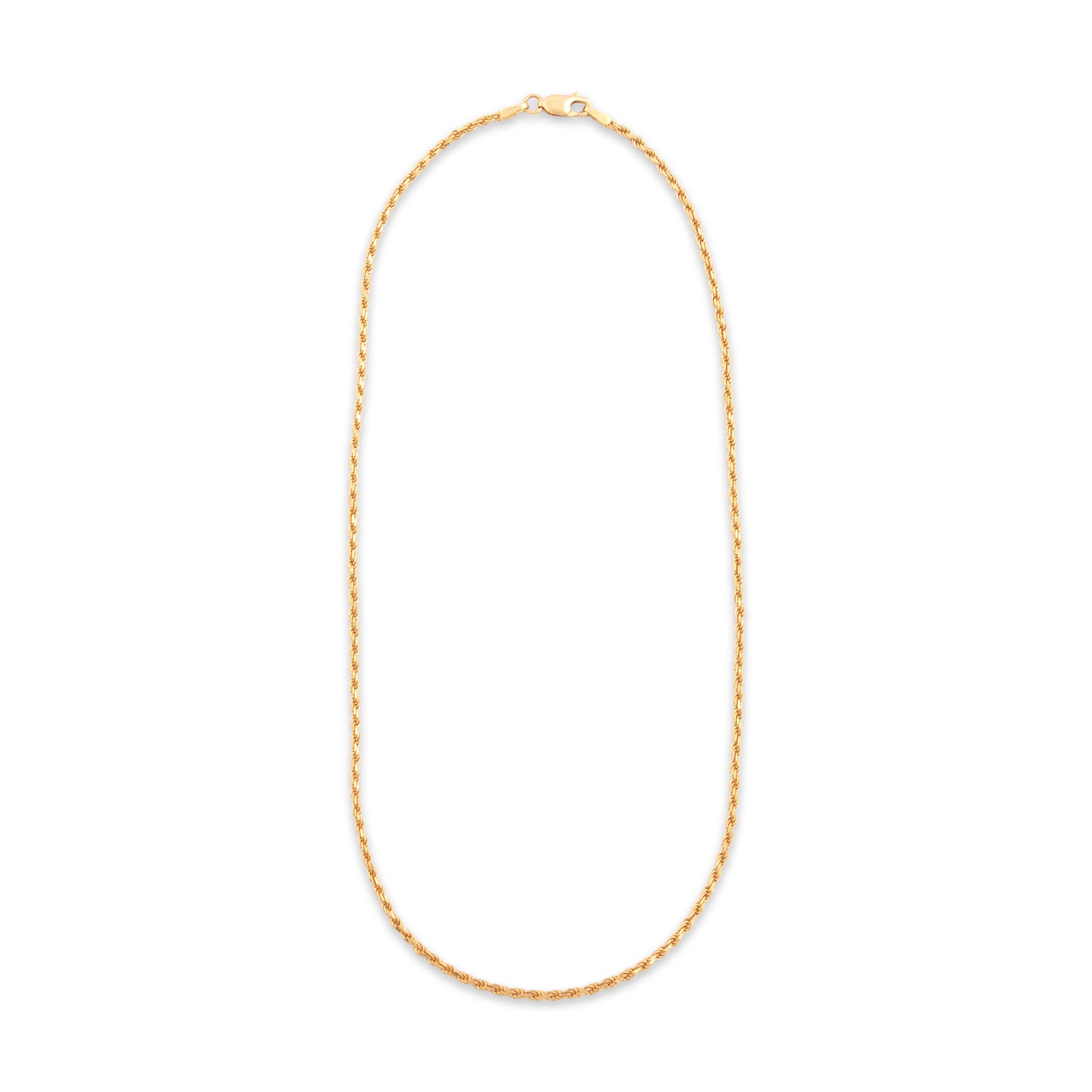 Vintage Italian 18k Yellow Gold Gleaming Twisted Rope 1.7mm Chain - Overall view
