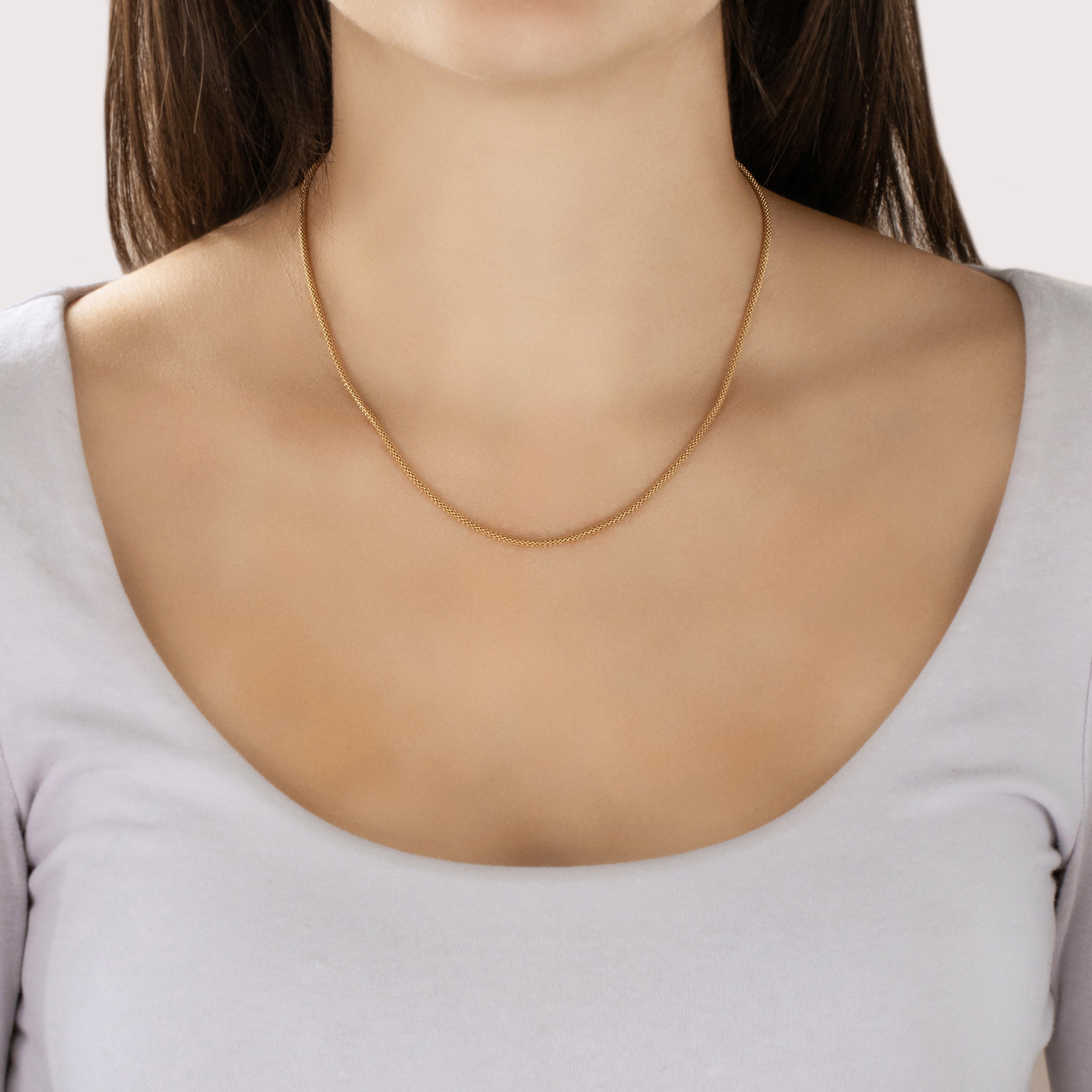 Vintage 18k Yellow Gold Chic Round 1.8mm Popcorn Chain 17.5