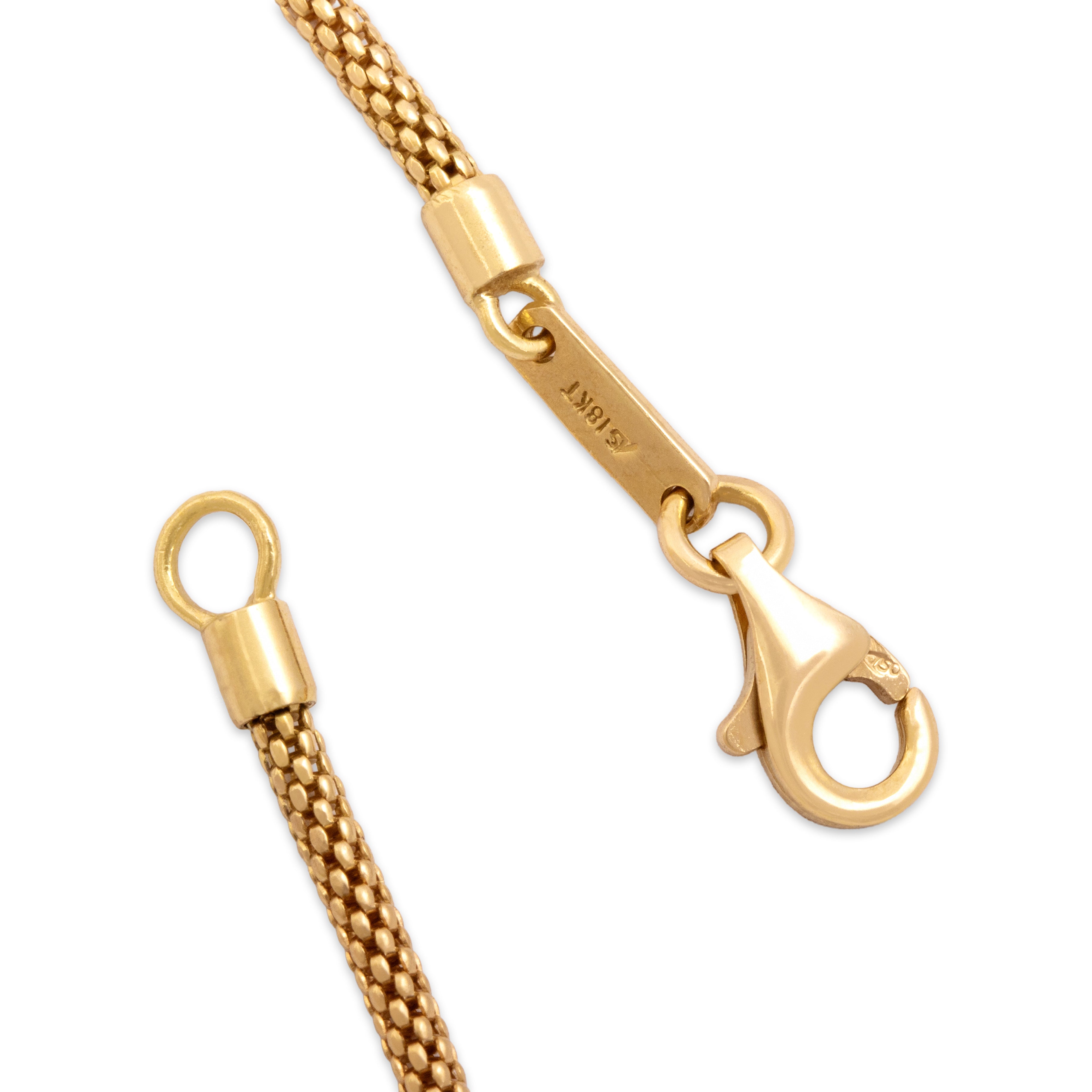 Vintage Lightweight 18k Yellow Gold Chic Round Mesh 1.85mm Chain - clasp view