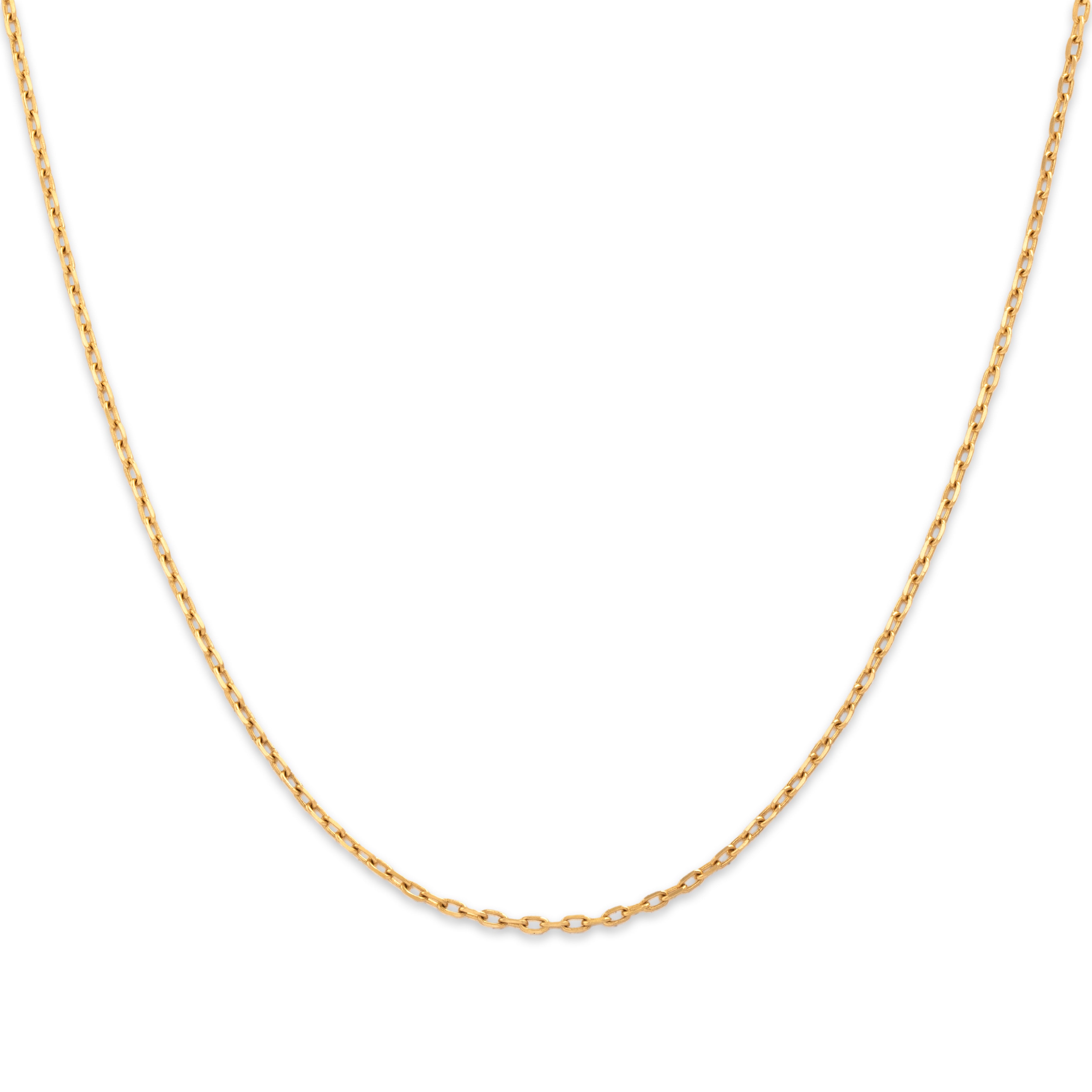 Vintage Italian 18k Yellow Gold Chic 1.35mm Cable Chain - Close-up view