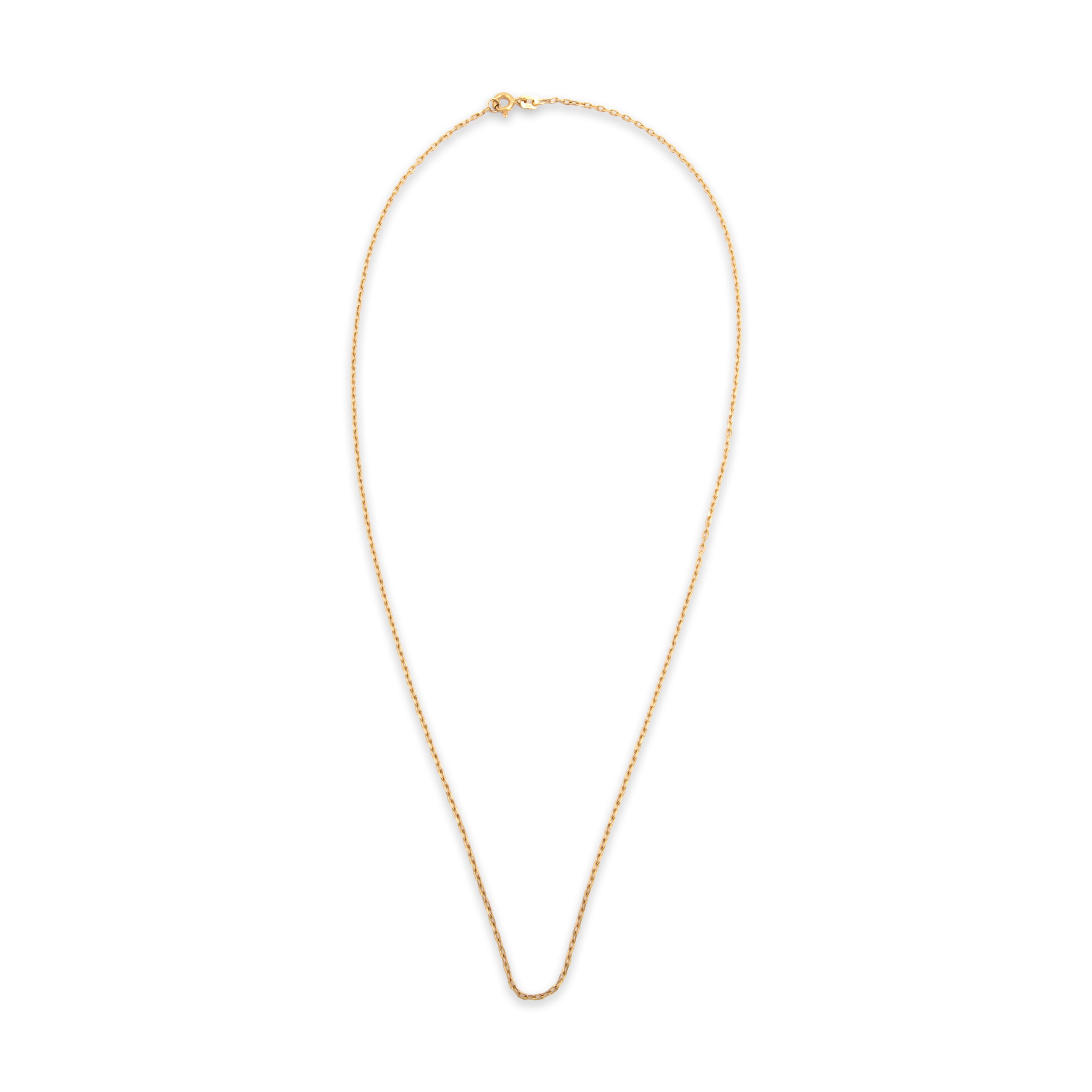 Vintage Italian 18k Yellow Gold Chic 1.35mm Cable Chain - Overall view
