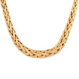 Vintage French 18k Yellow Gold Striking Graduating Wheat Chain Necklace 16.25"