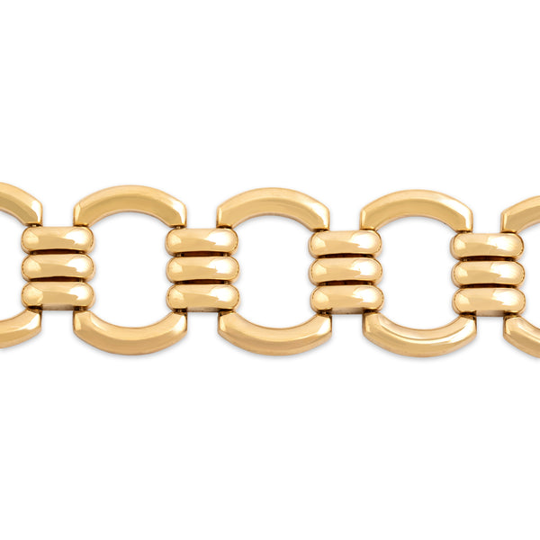 Vintage Italian 14k Yellow Gold Elegant Geometric Link Bracelet 7