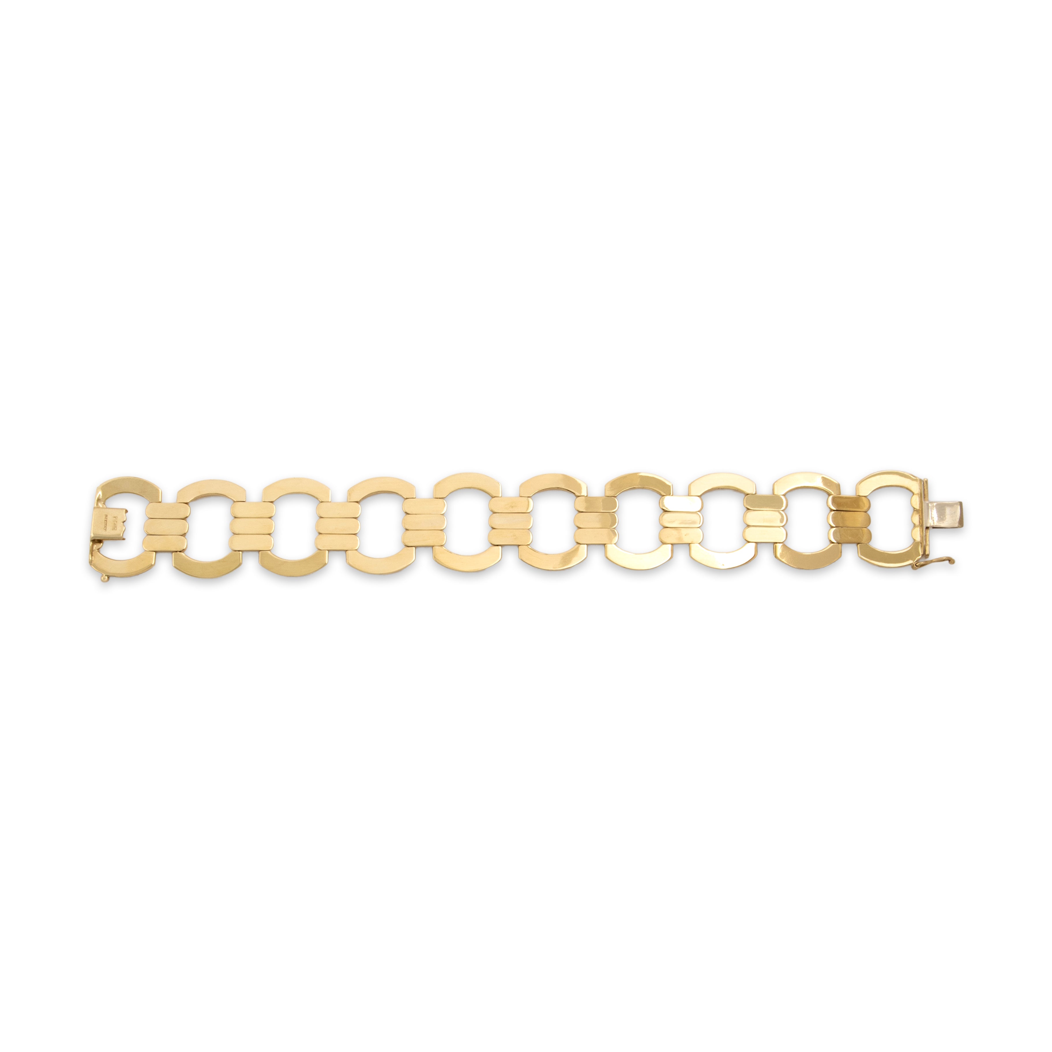 Vintage Italian 14k Yellow Gold Elegant Geometric Buckle Link Bracelet - Back view
