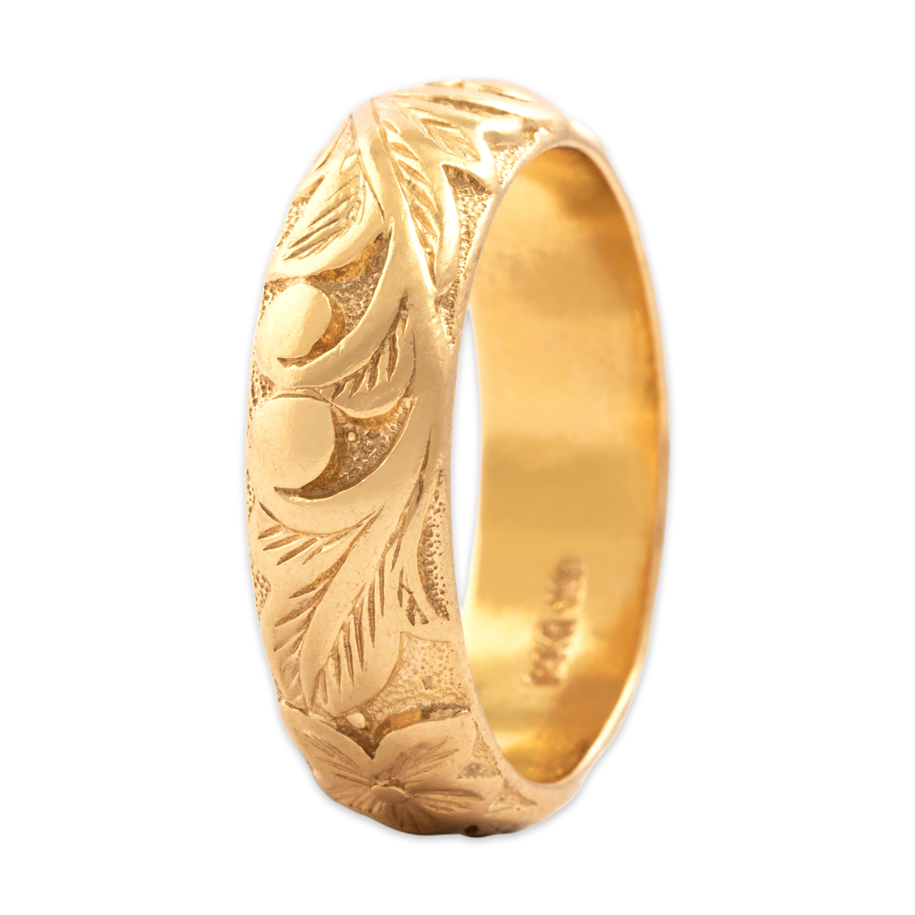 Vintage 14k Yellow Gold Flowing Leafy Floral Eternity Band Ring - Overall view