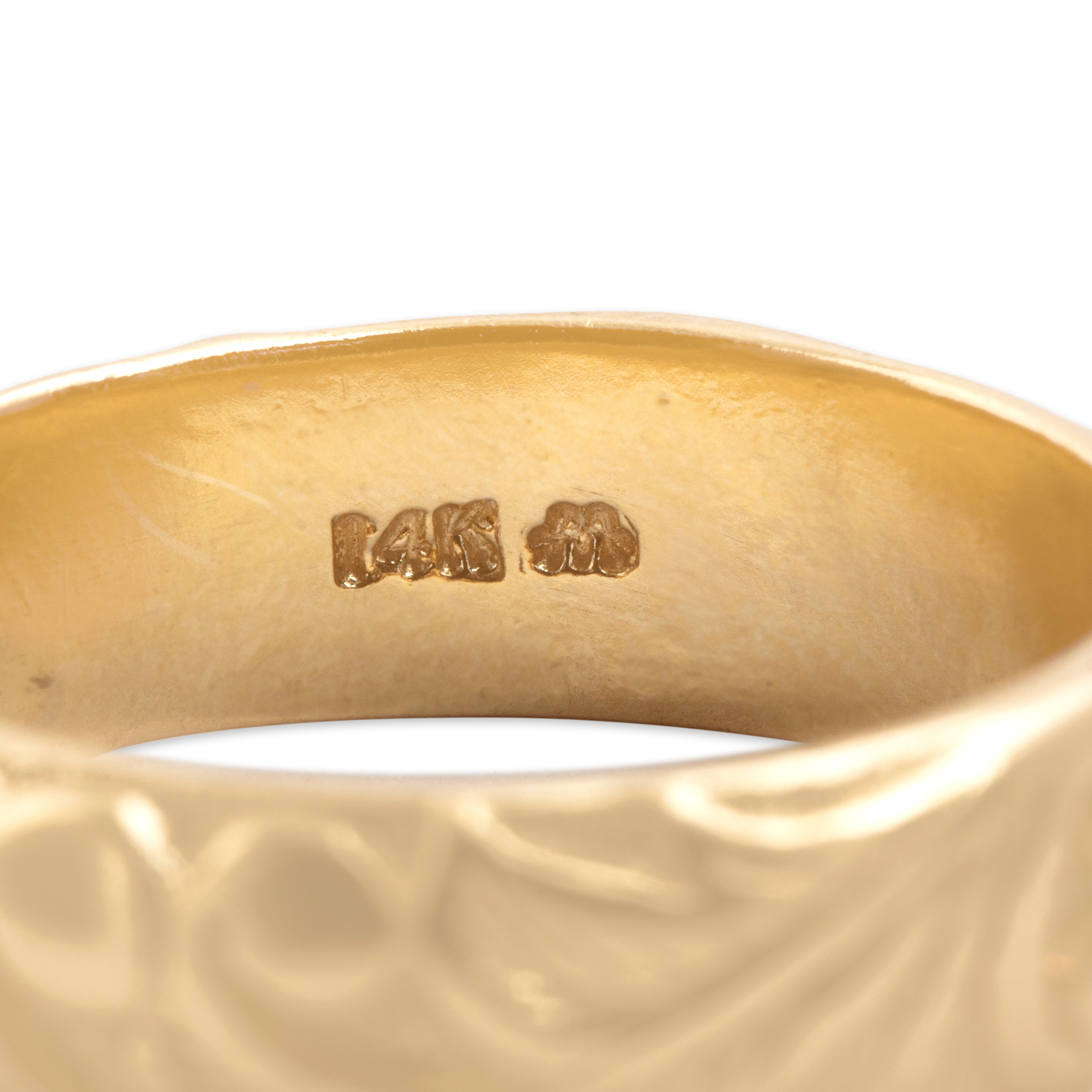 Vintage 14k Yellow Gold Flowing Leafy Floral Eternity Band Ring - Hallmark view
