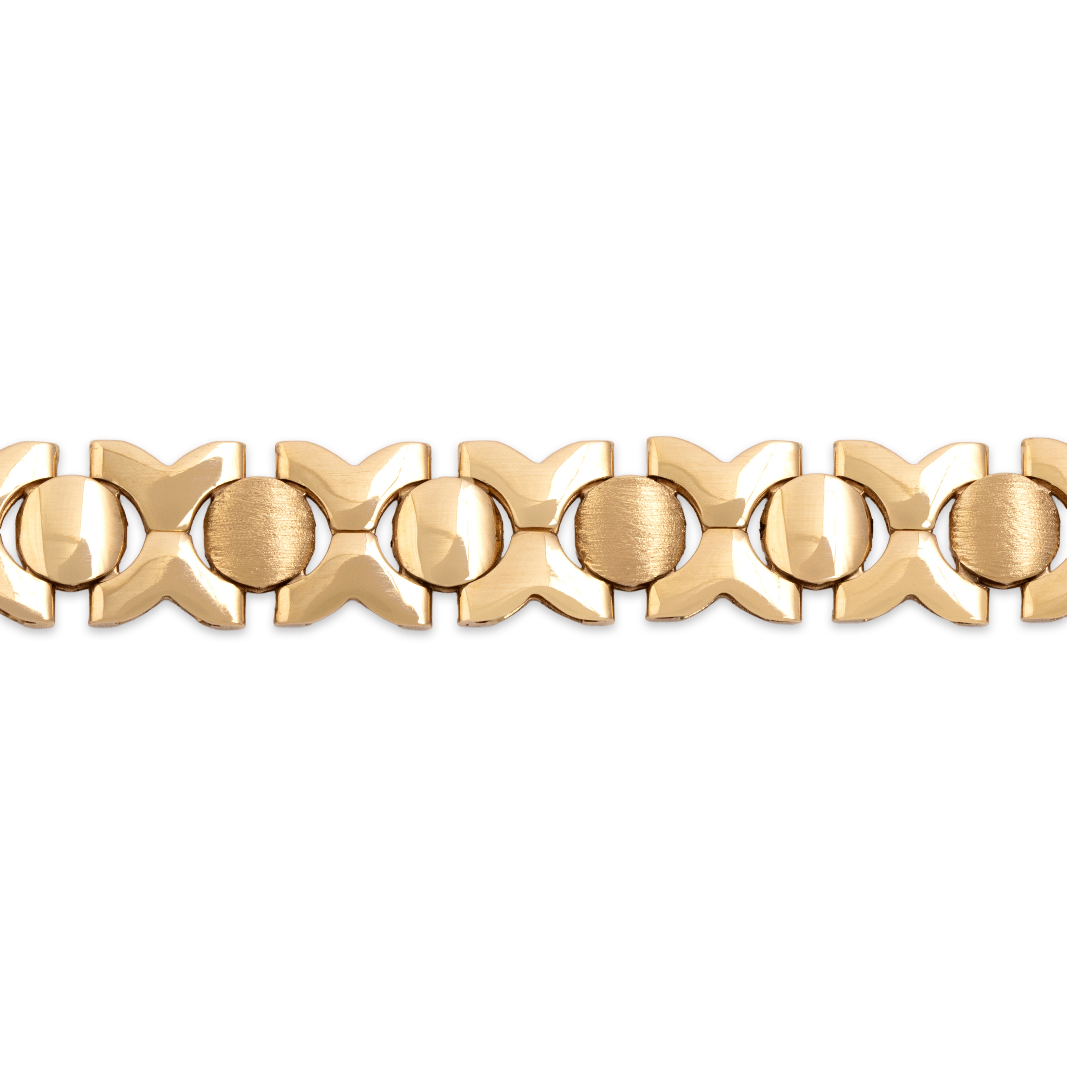 Vintage Italian 14k Yellow Gold Alternating Brushed Xo Bracelet - detail view #1