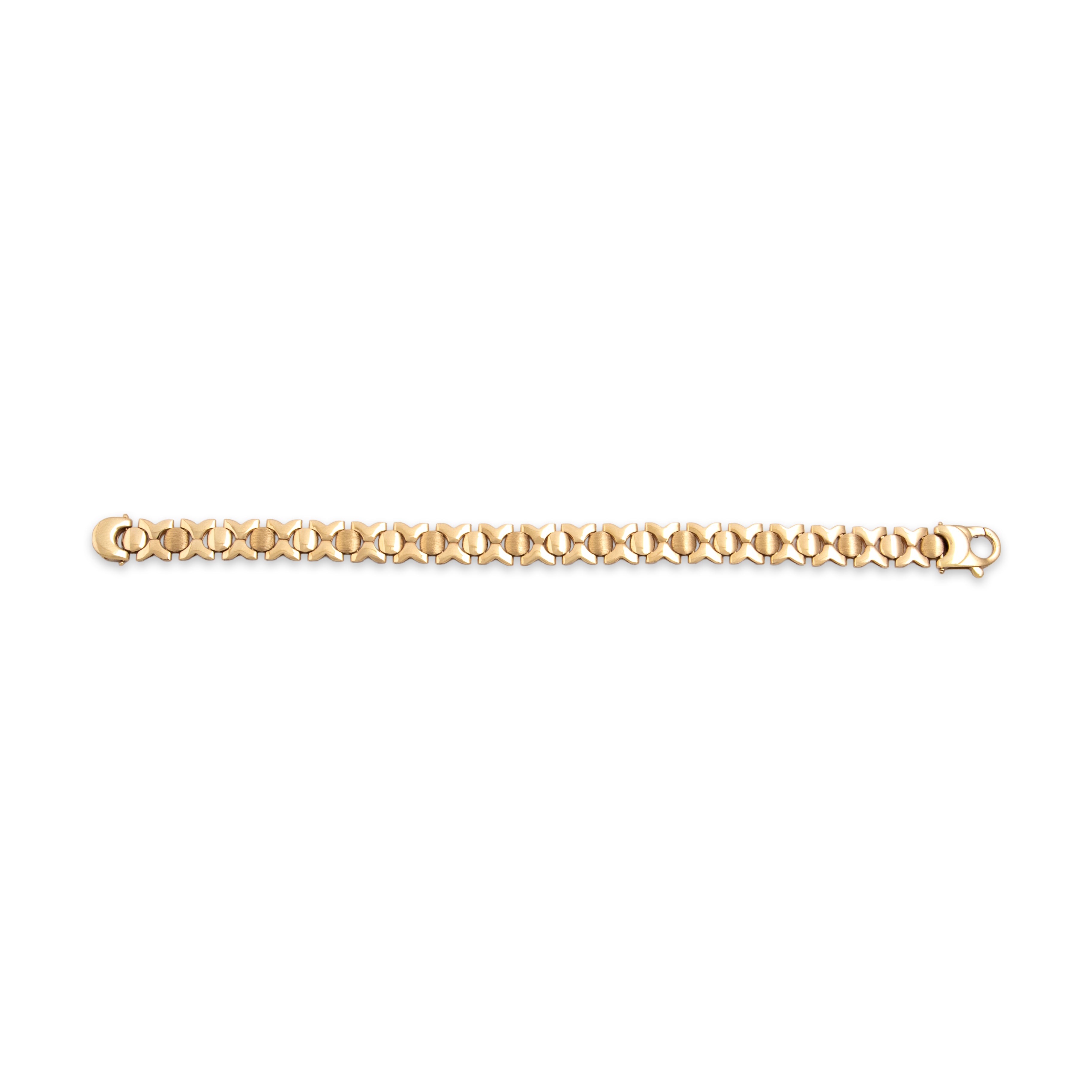 Vintage Italian 14k Yellow Gold Alternating Brushed Xo Bracelet - Overall view