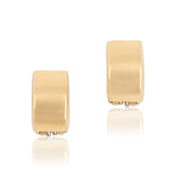 Vintage Italian 14k Yellow Gold Sleek Modern Curved Omega-Back Earrings
