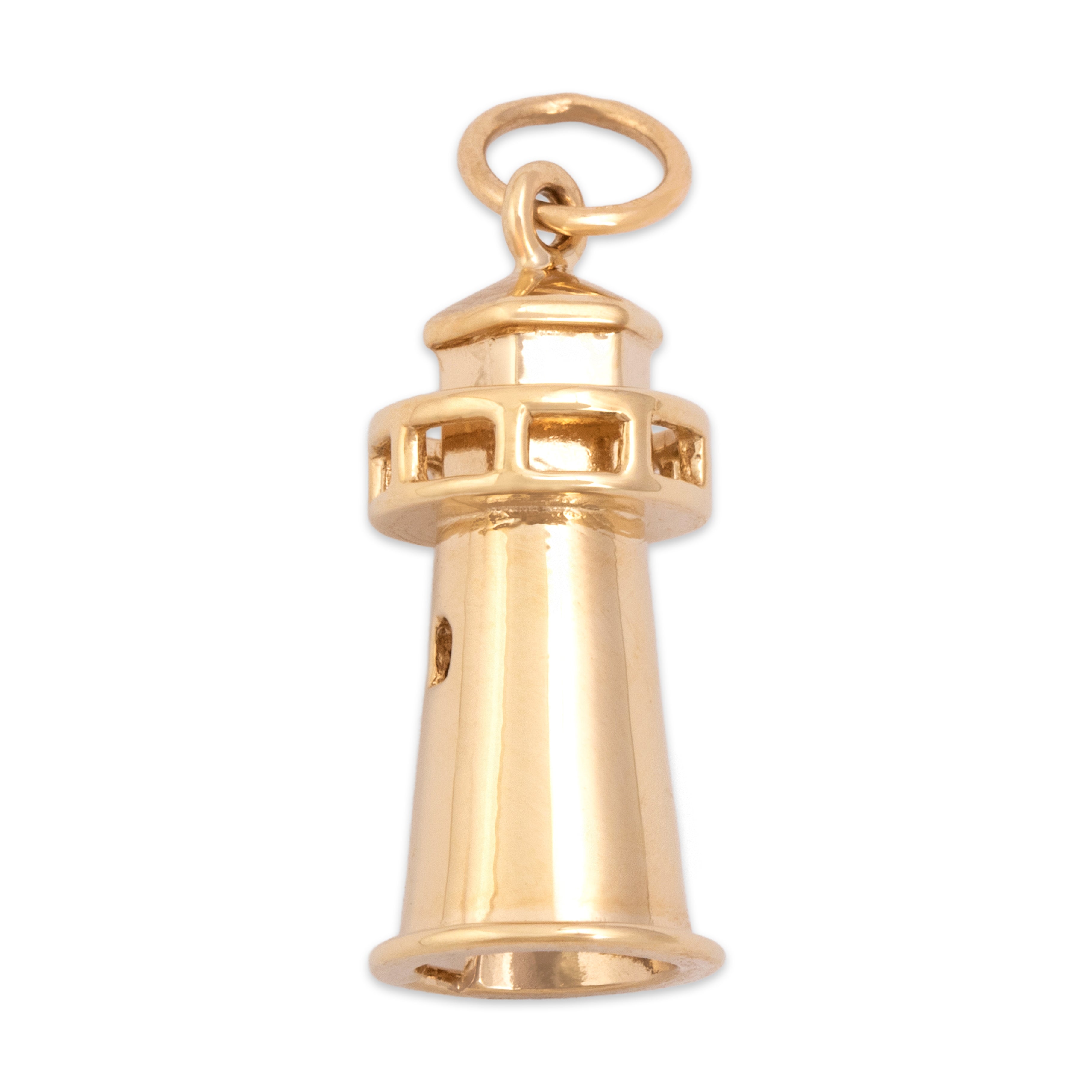 Vintage 14k Yellow Gold Charming Lighthouse Charm / Pendant - Overall view