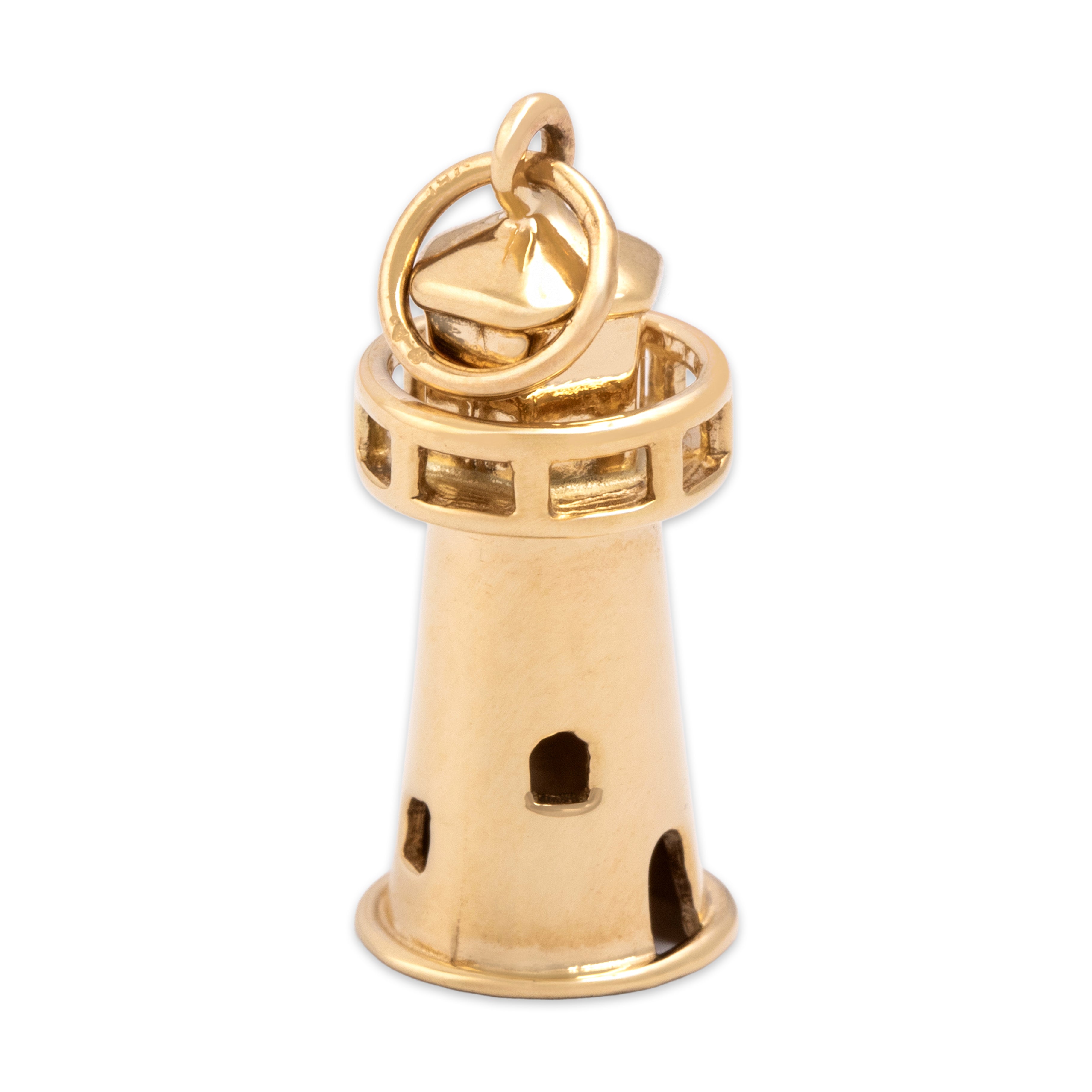 Vintage 14k Yellow Gold Charming Lighthouse Charm / Pendant - Overall view