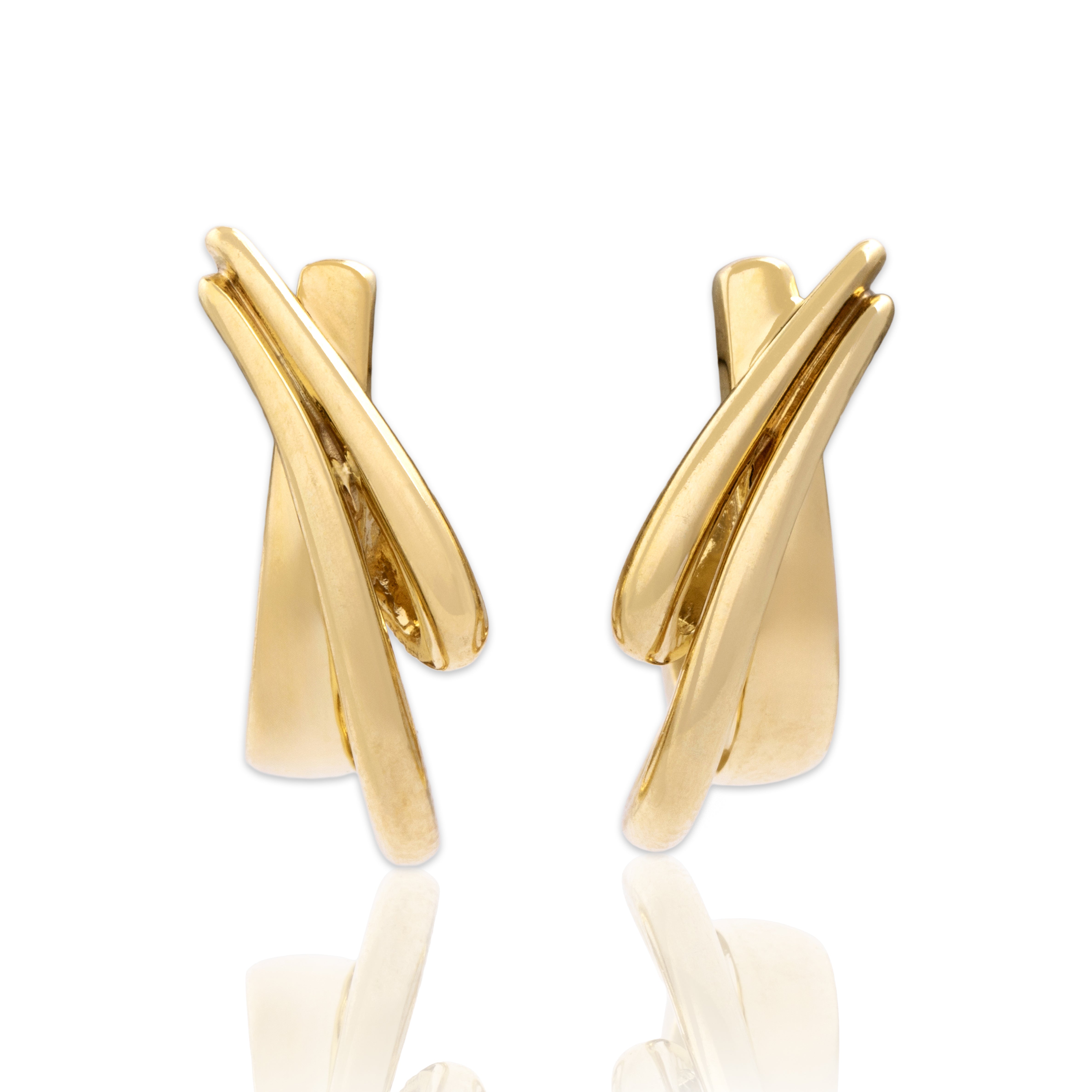Vintage Small 14k Yellow Gold Sophisticated Loop Earrings - Close-up view