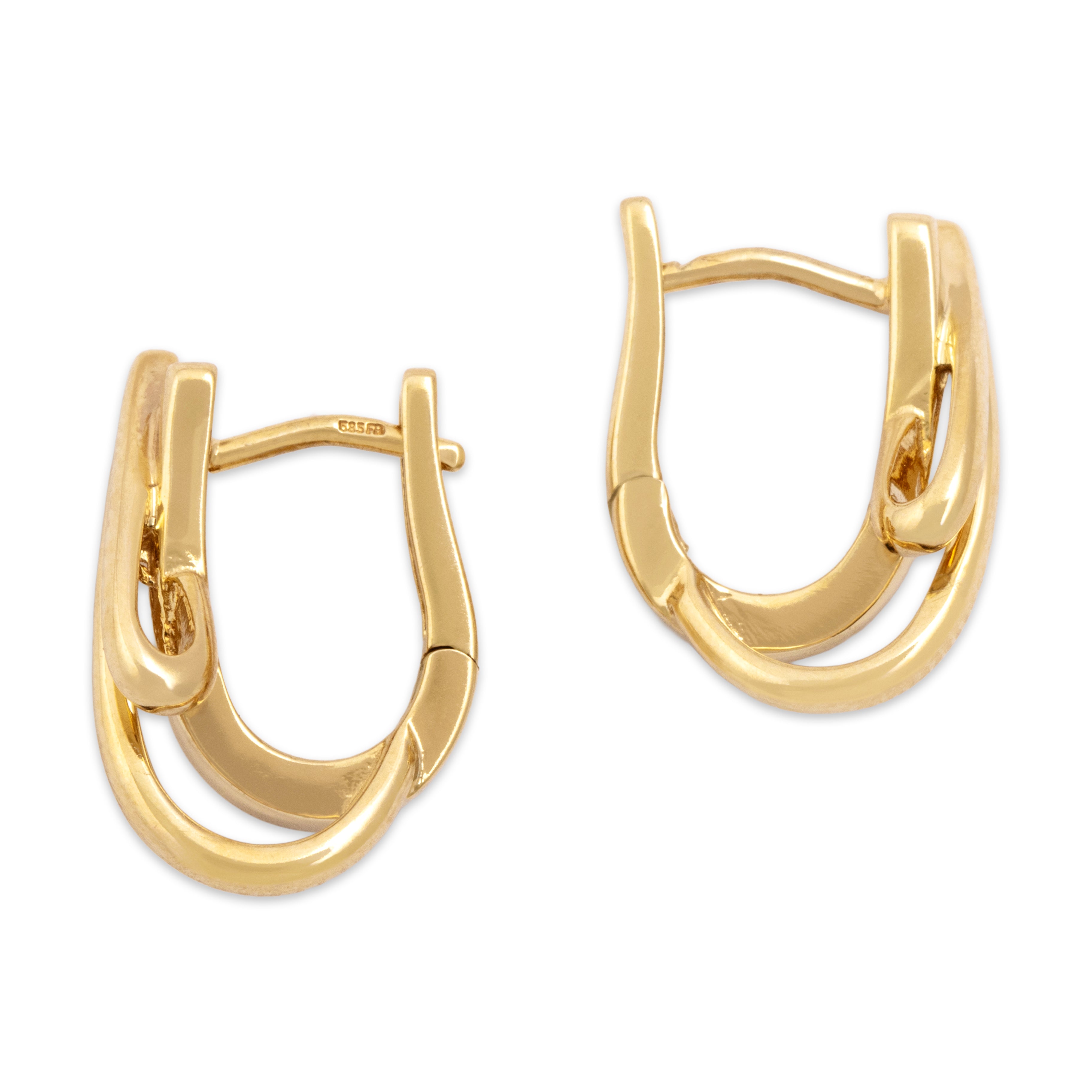 Vintage Small 14k Yellow Gold Sophisticated Loop Earrings - Side view