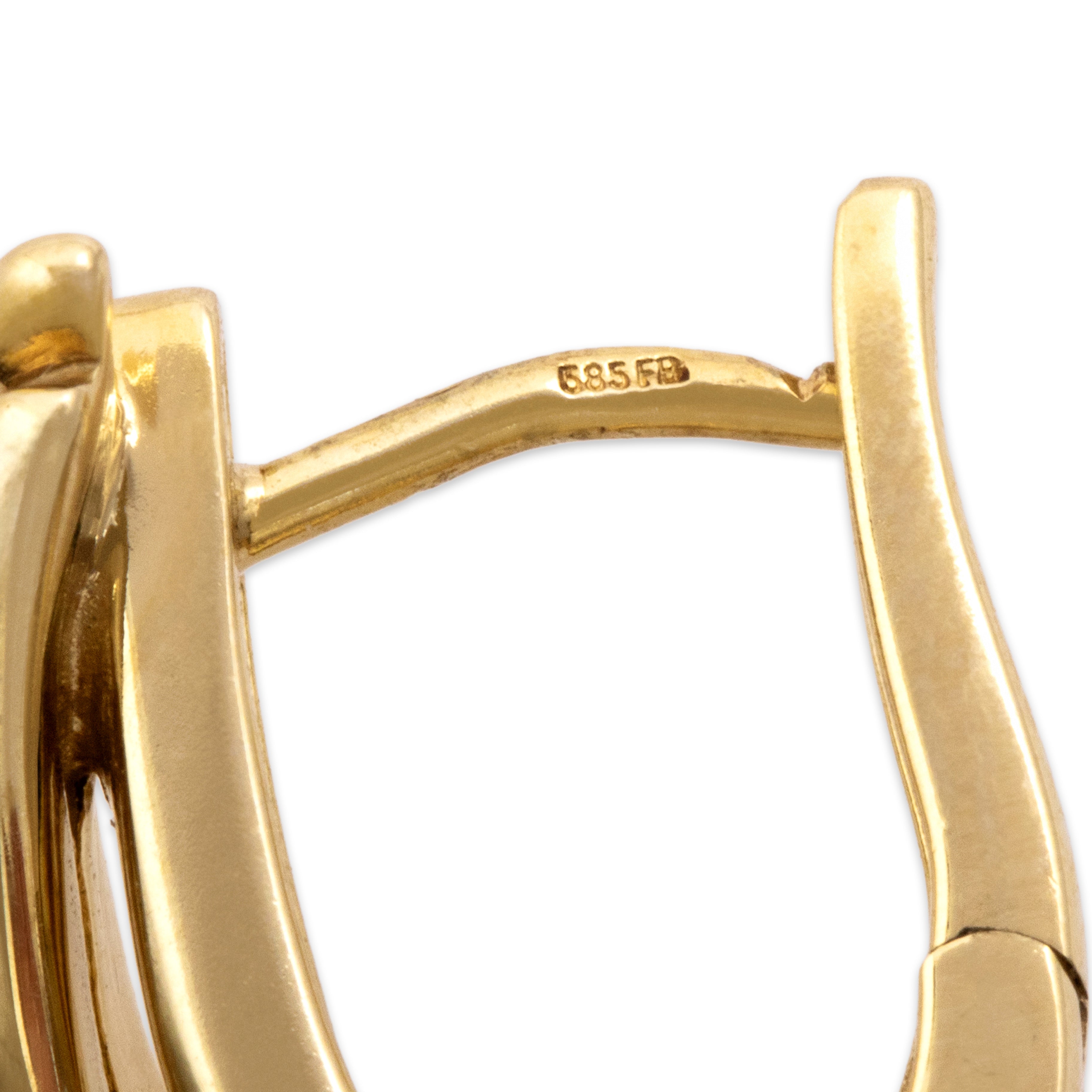 Vintage Small 14k Yellow Gold Sophisticated Loop Earrings - Hallmark view