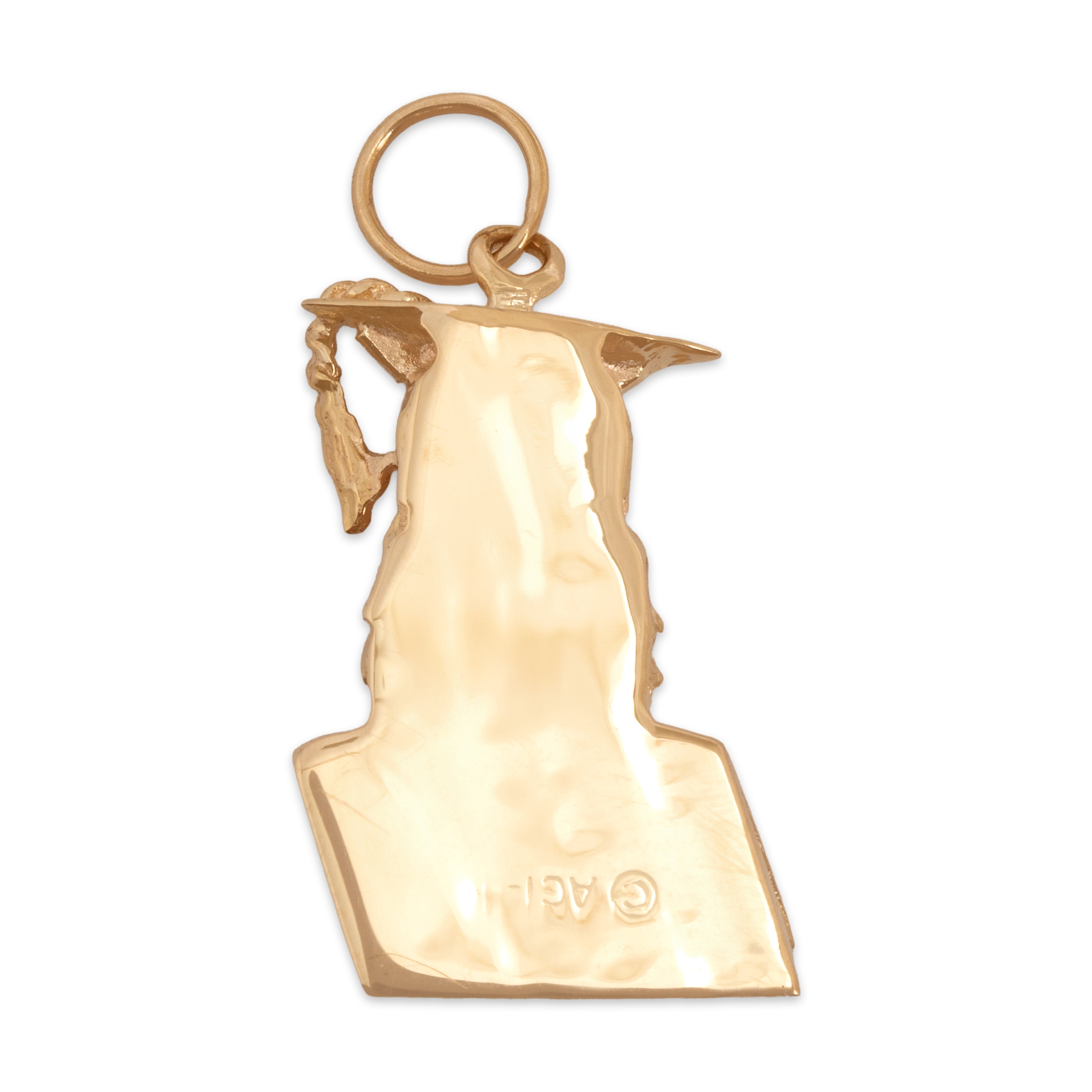Vintage Large 14k Yellow Gold Diamond Wise Graduating Owl Charm / Pendant - Back view