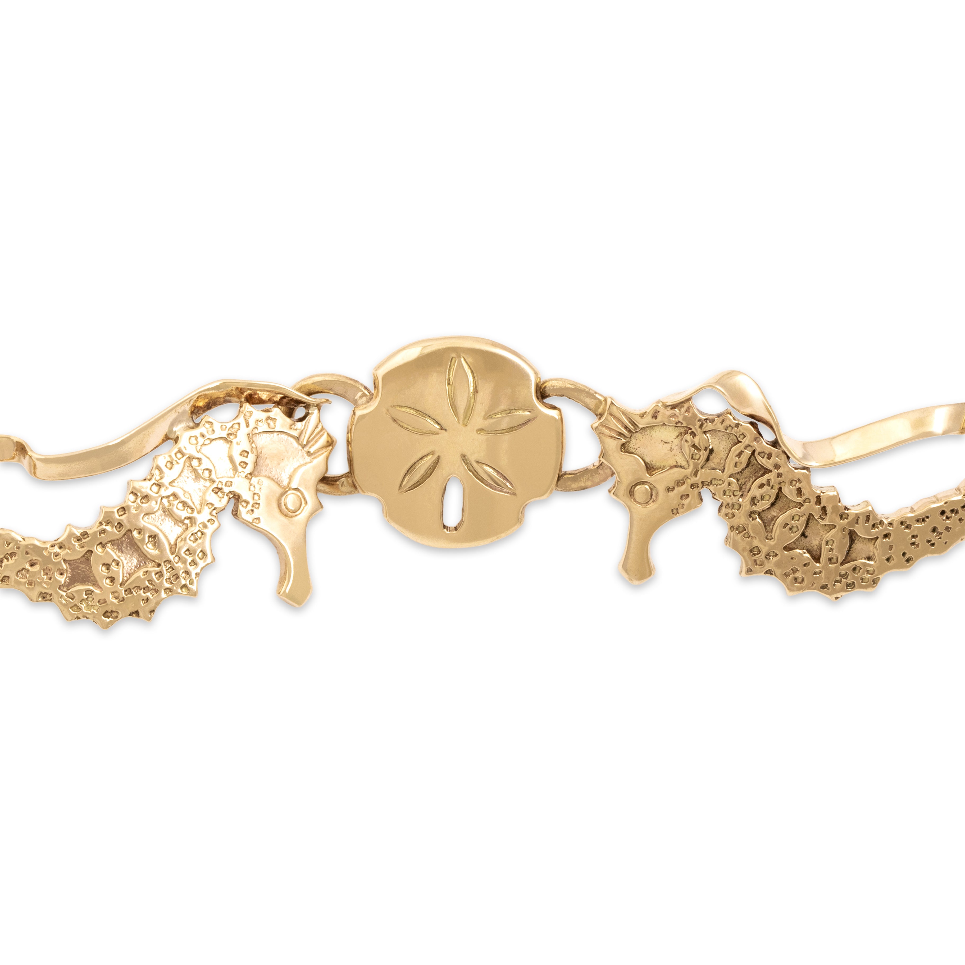 Vintage 14k Yellow Gold Summery Aquatic Menagerie Bracelet - detail view #1