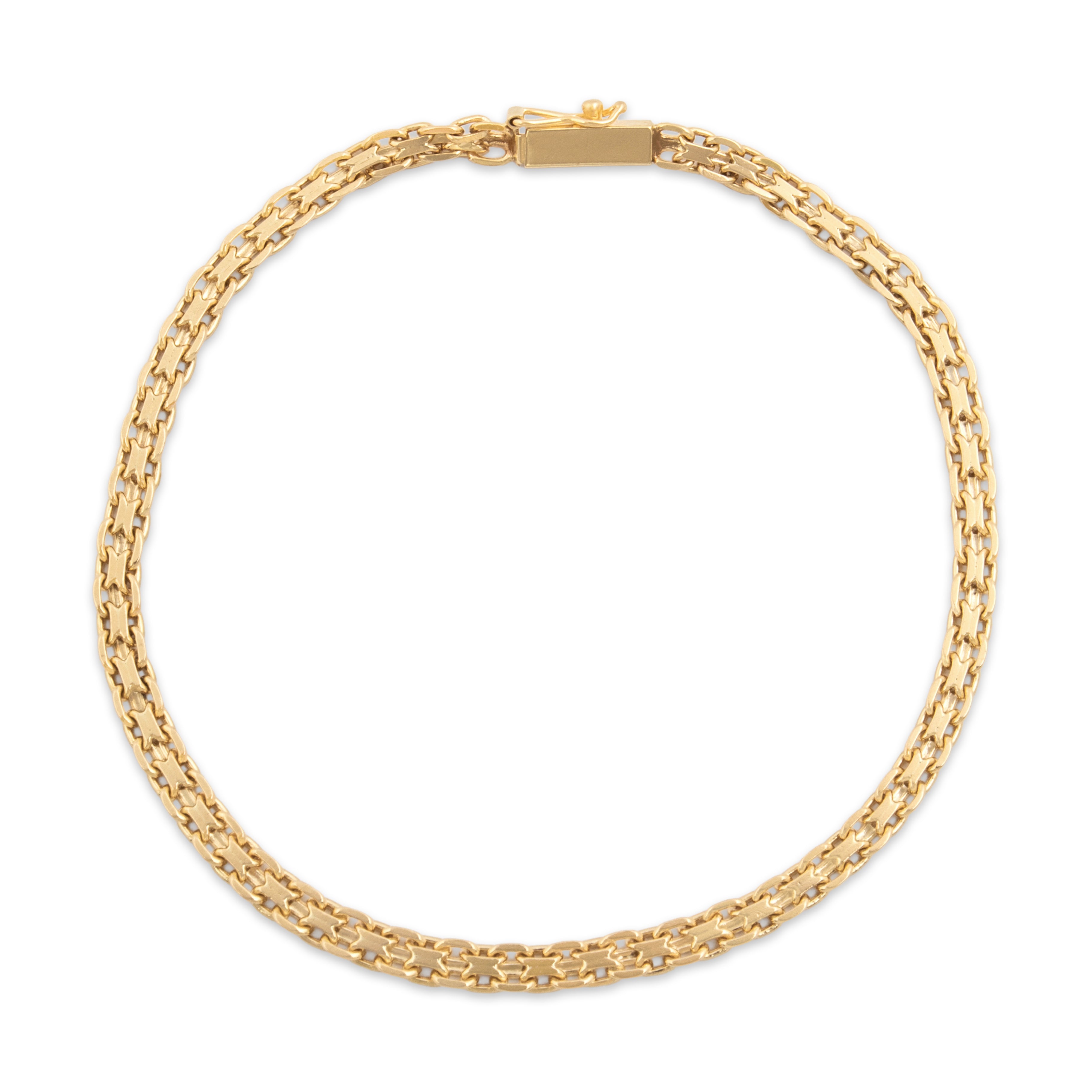 Vintage 14k Yellow Gold Flat Interlocking Link Bracelet 6.75