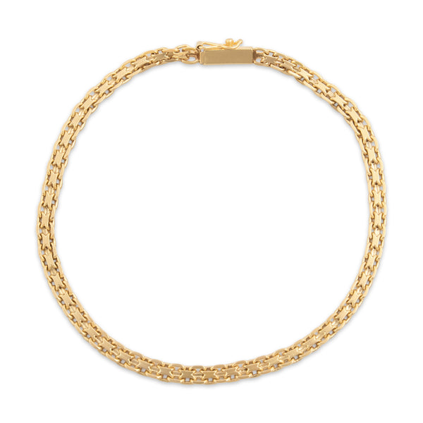 Vintage 14k Yellow Gold Flat Interlocking Link Bracelet 6.75