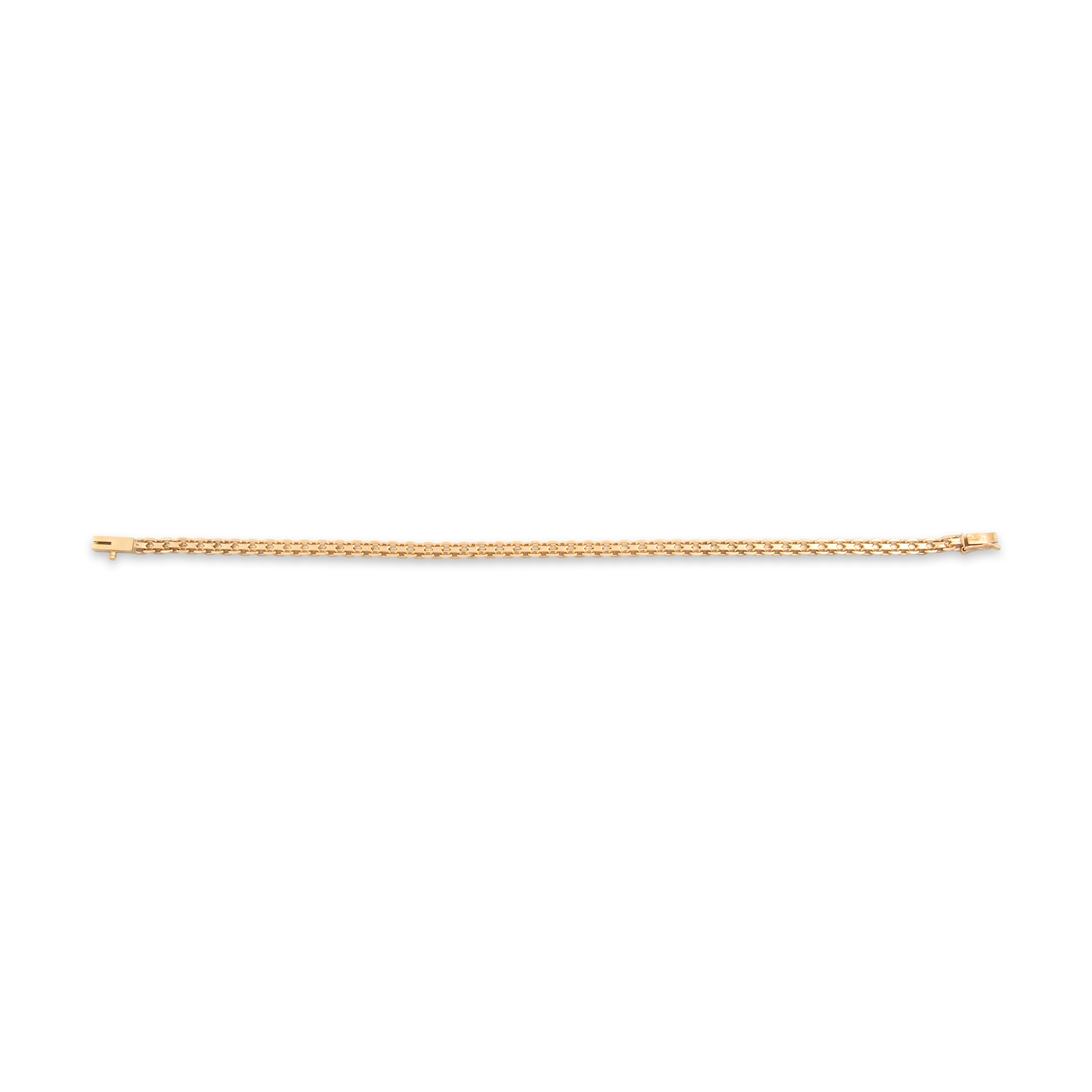 Vintage 14k Yellow Gold Flat Intricate Links Bracelet - Back view