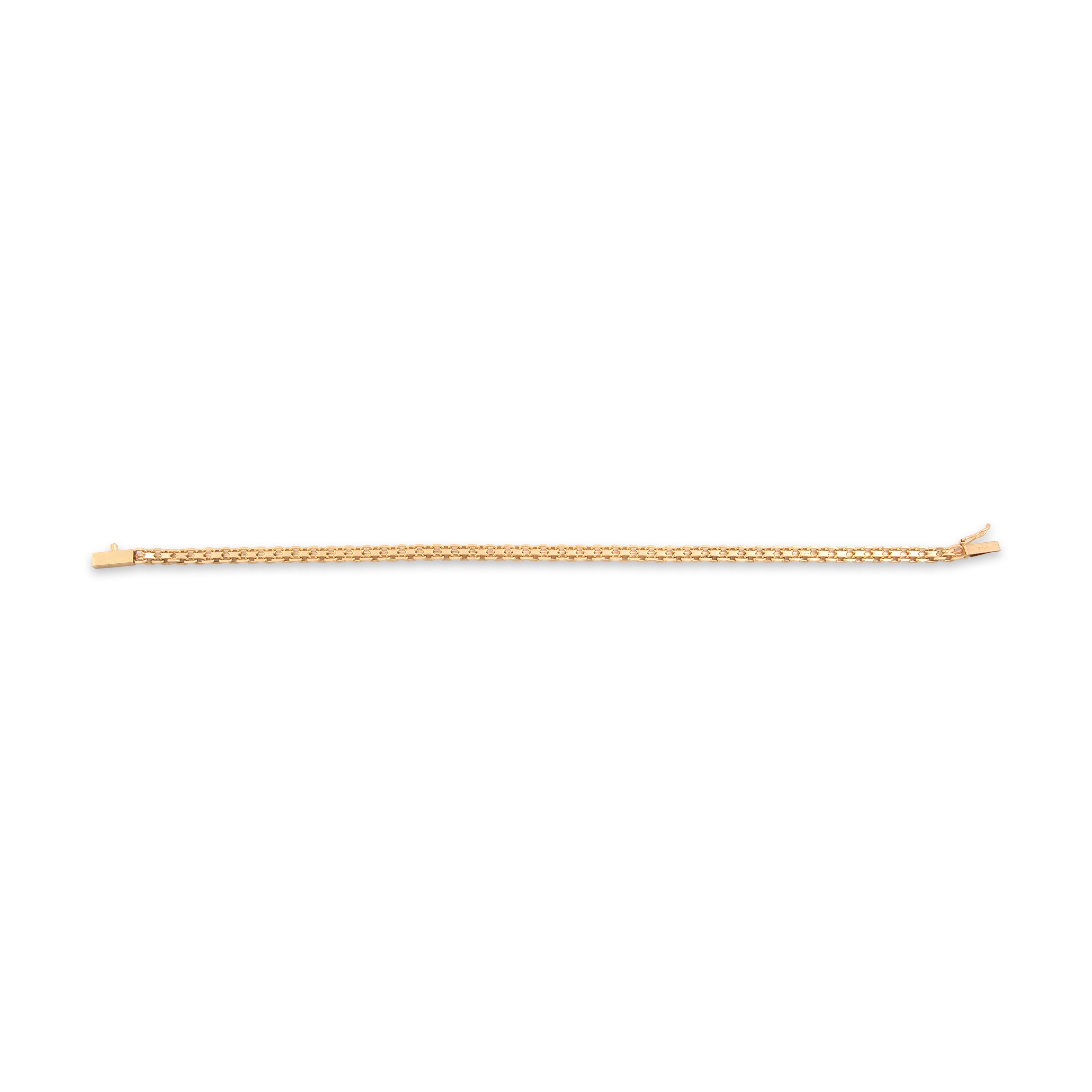 Vintage 14k Yellow Gold Flat Intricate Links Bracelet - Overall view