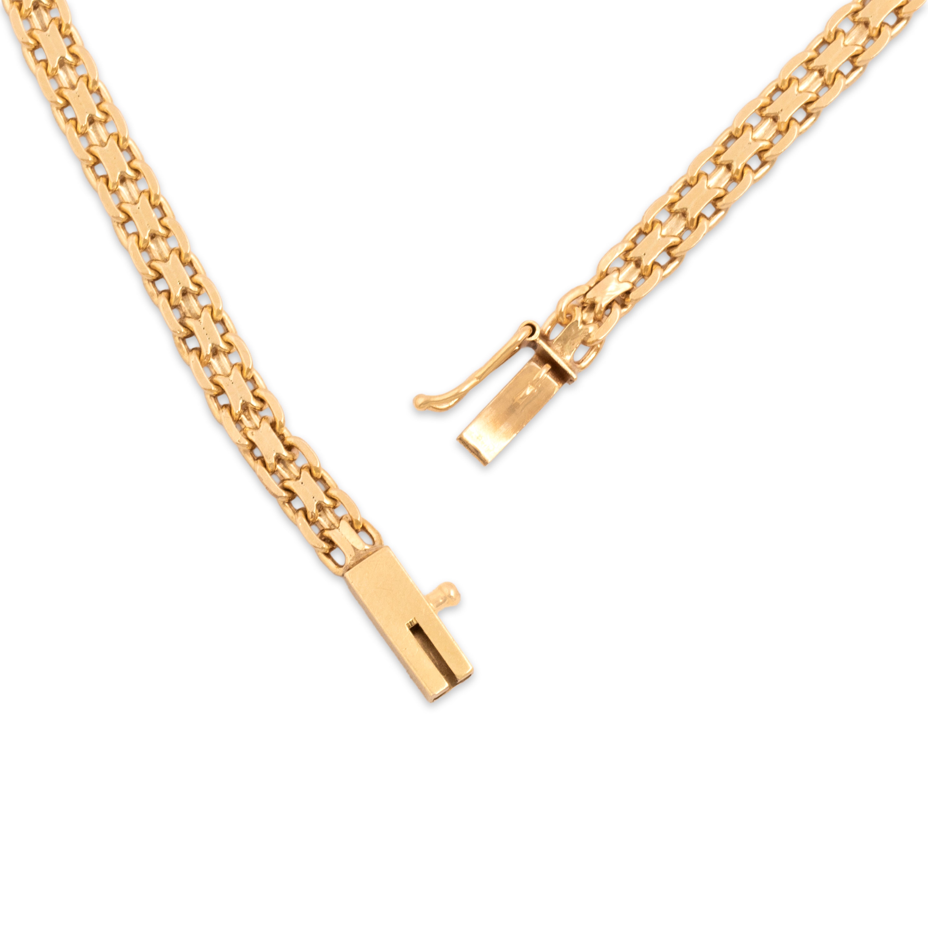 Vintage 14k Yellow Gold Flat Intricate Links Bracelet - clasp view