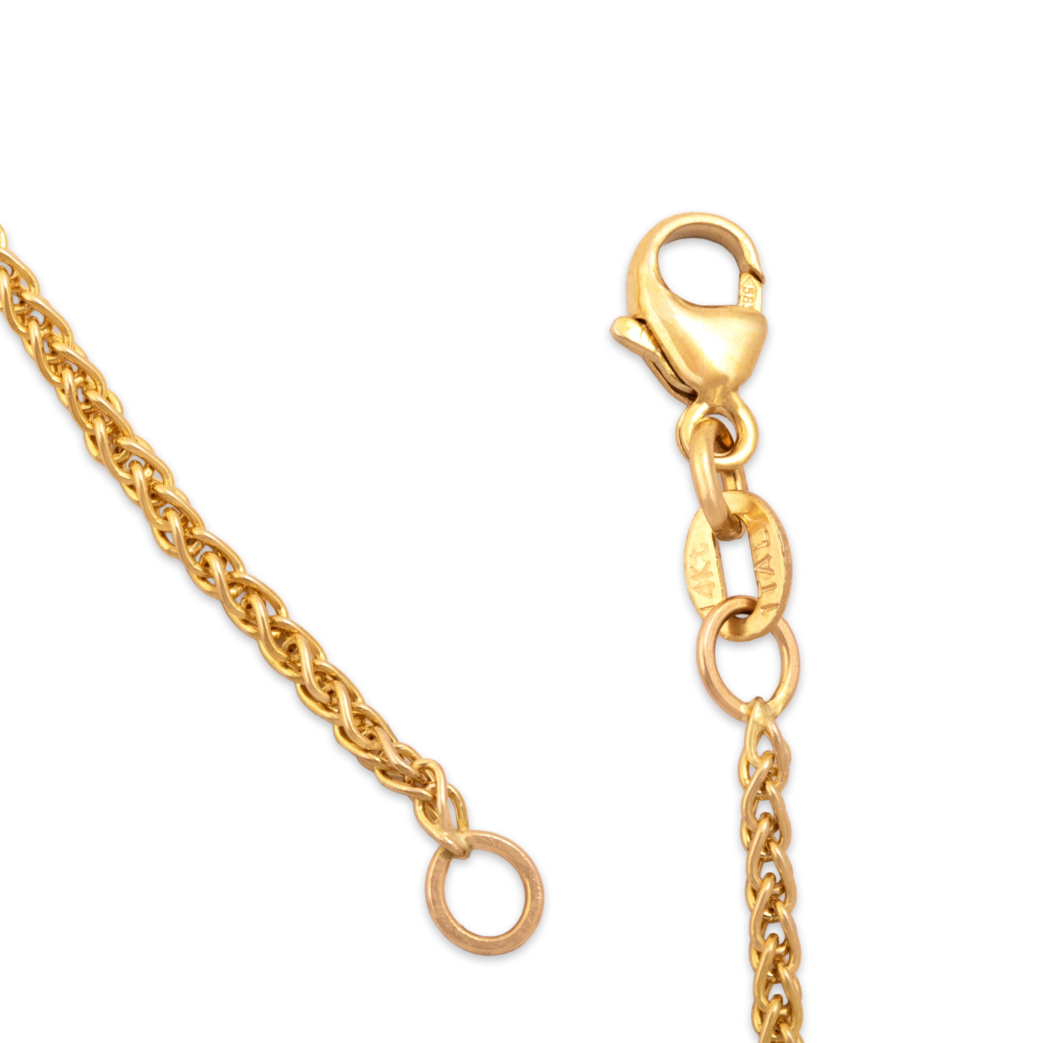 Vintage Italian 14k Yellow Gold Sophisticated Foxtail 1.7mm Chain - clasp view