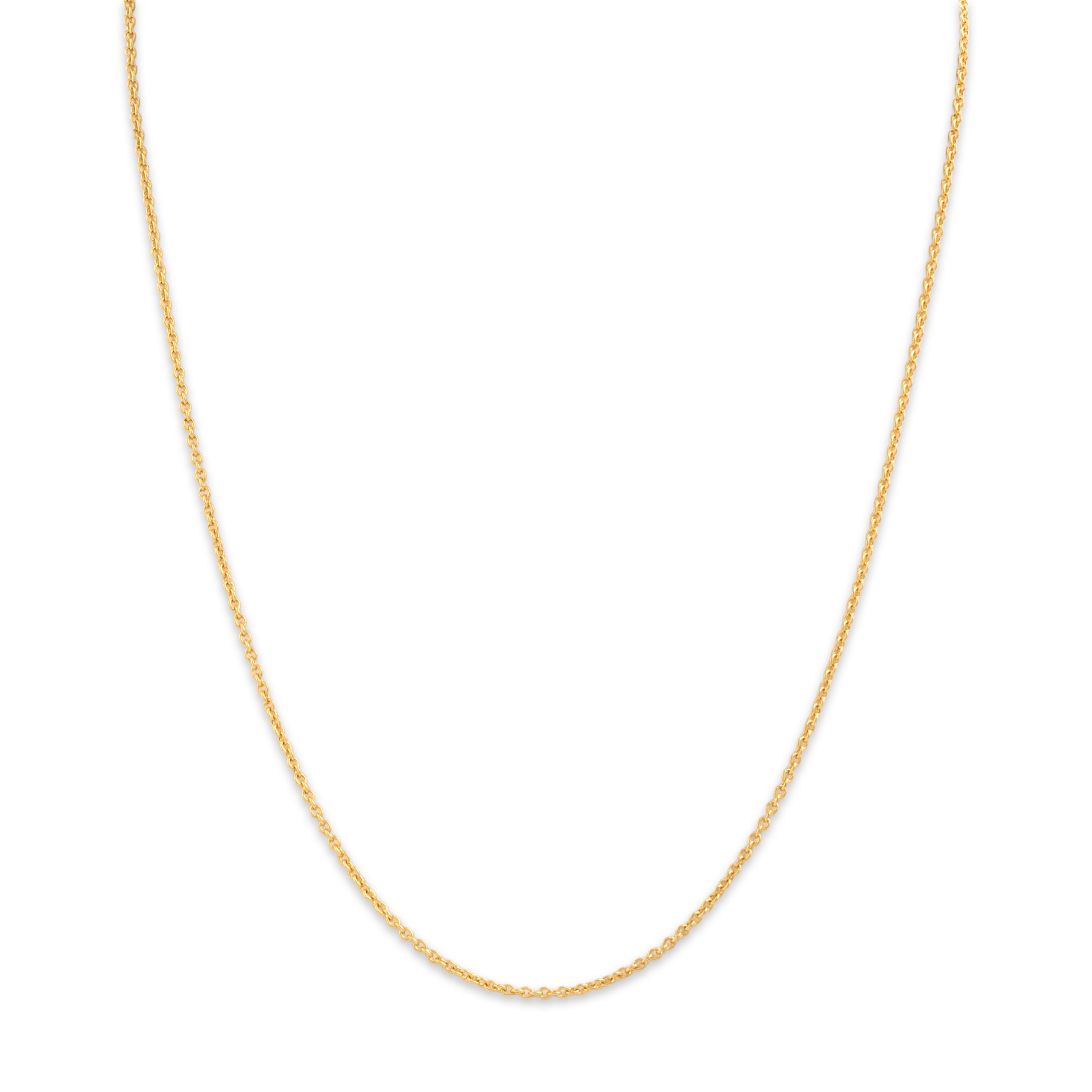 Vintage 14k Yellow Gold Sleek Cable Link 1mm (At Chain) Chain - Close-up view