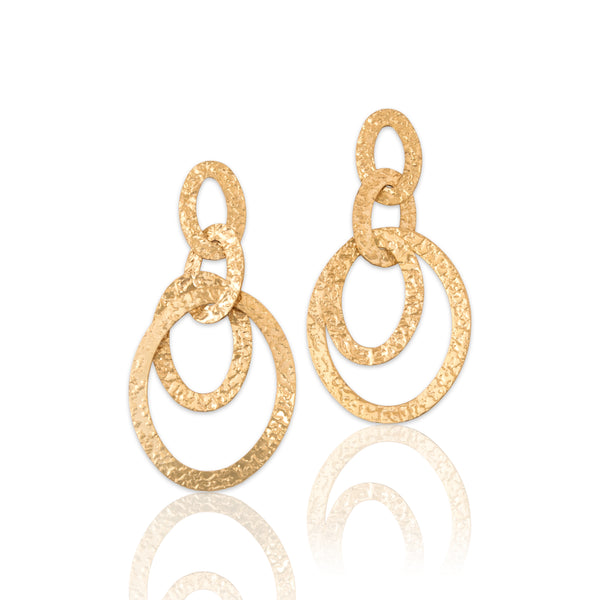 Vintage 14k Yellow Gold Playful Textured Artistic Dangle Earrings