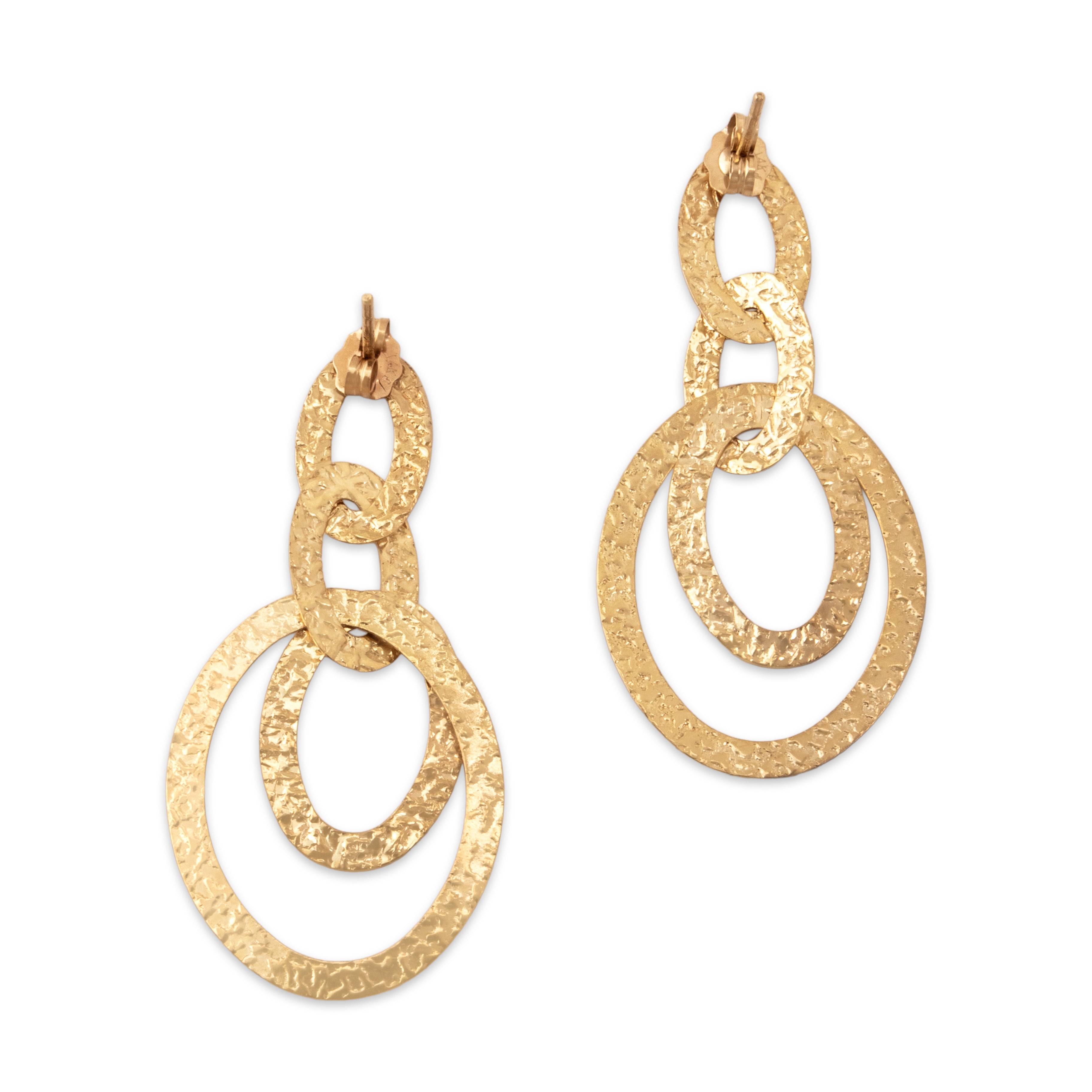 Vintage 14k Yellow Gold Playful Textured Artistic Dangle Earrings