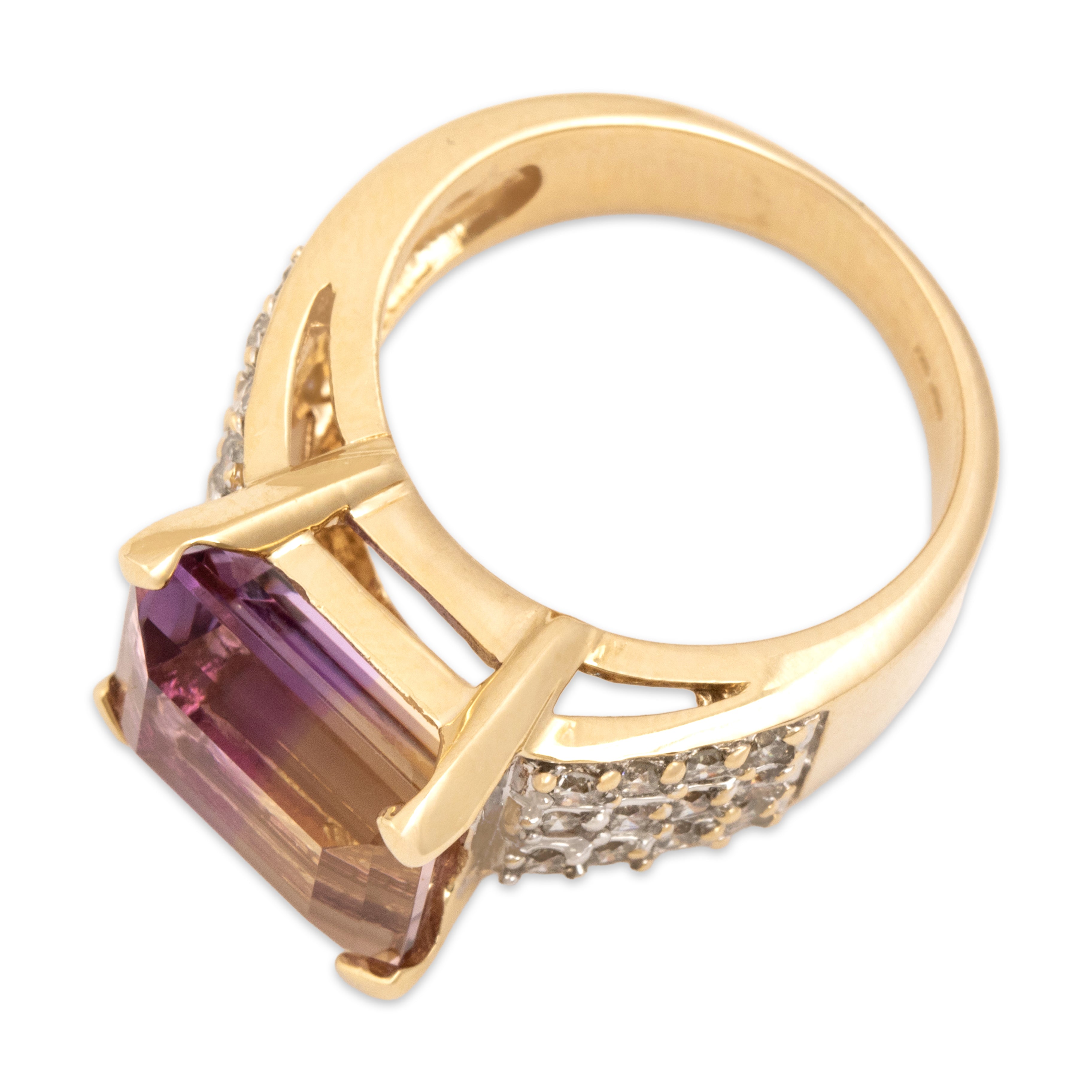 Vintage 14k Yellow Gold 5.62ct Ametrine .59cttw Diamond Bold Ring - Overall view