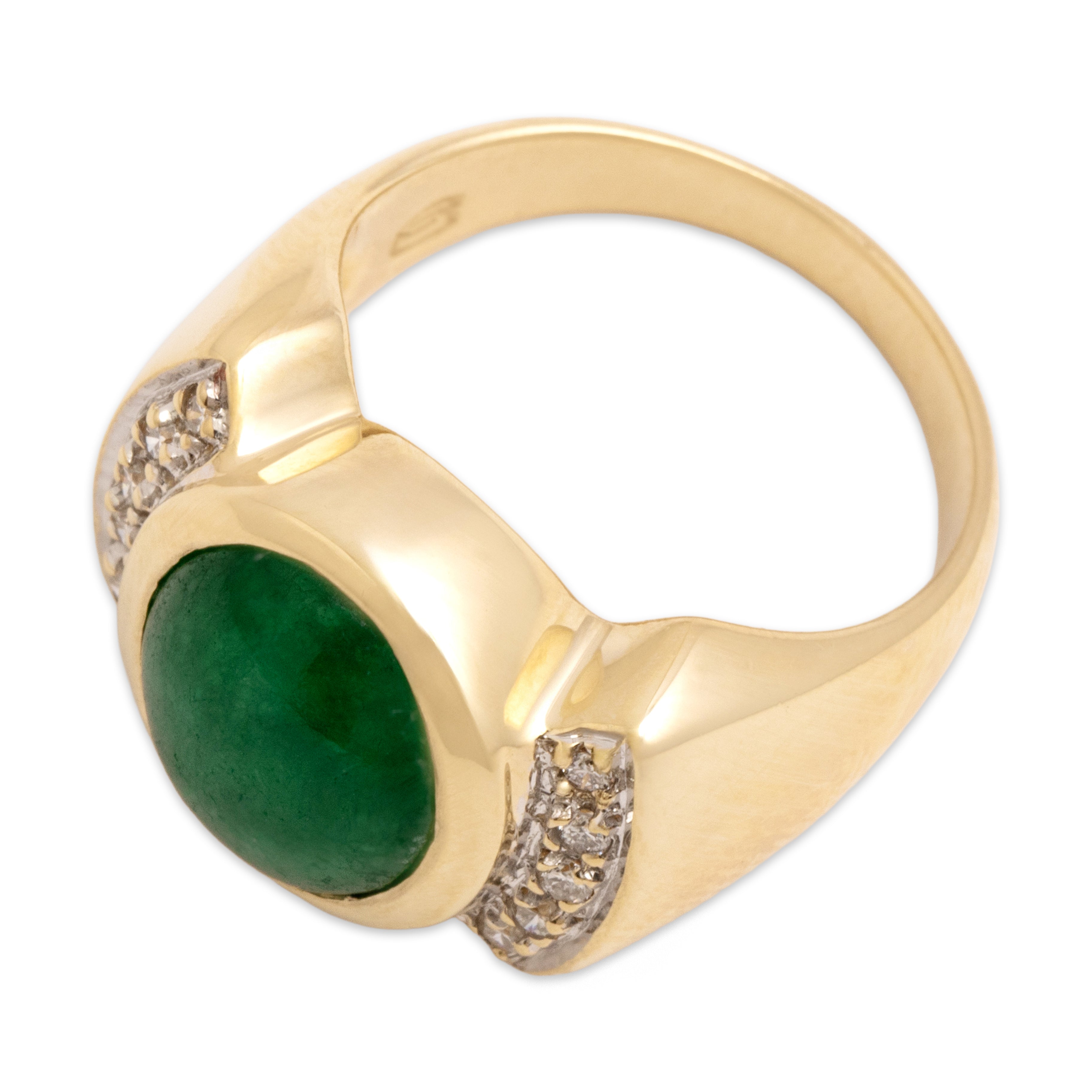 Vintage 14k Yellow Gold 3.25ct Jade Diamond Bold Geometric Bezel-Set Ring - Overall view