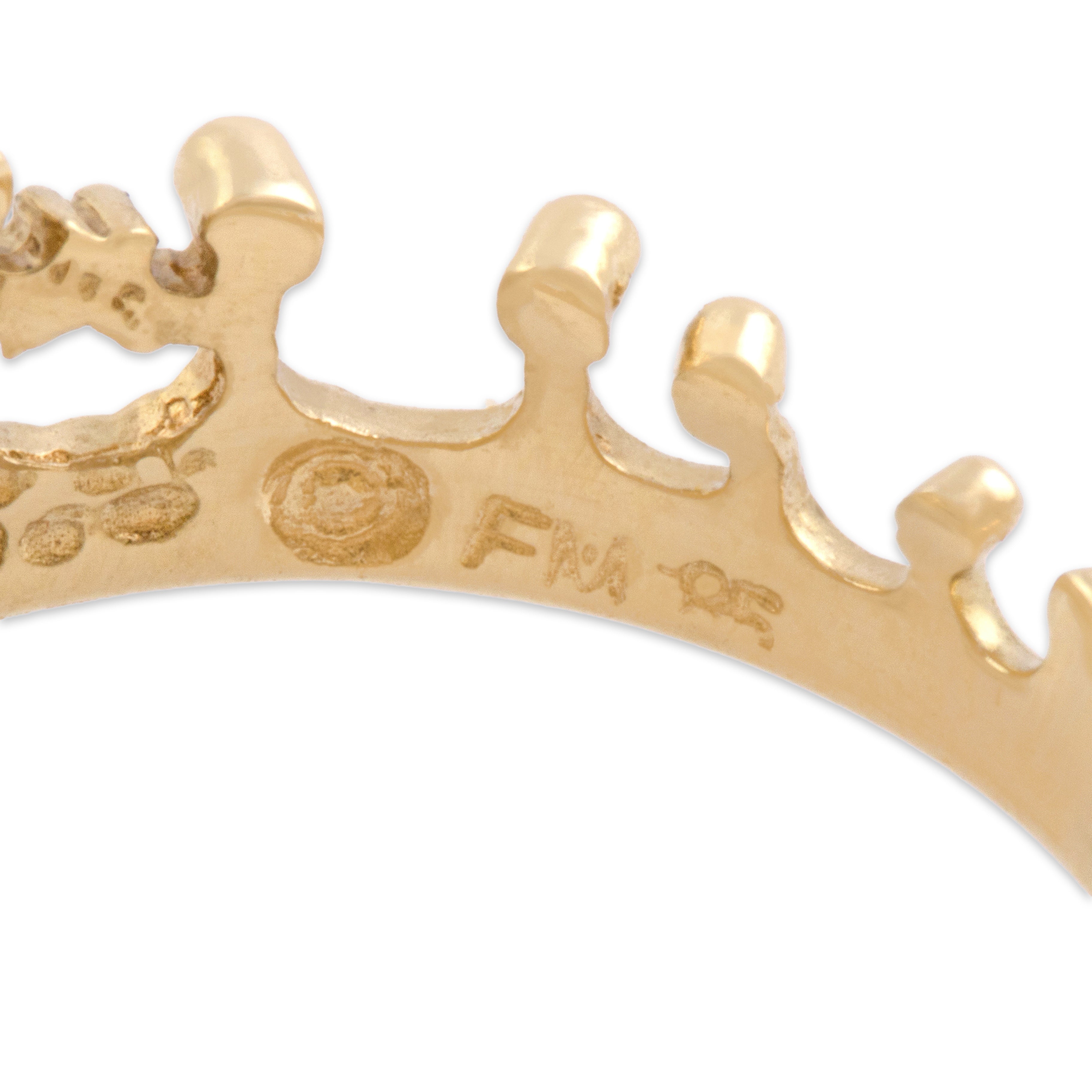 Vintage Stuart Devlin 14k Yellow Gold Diamond Intricate Crown Ring 4.50