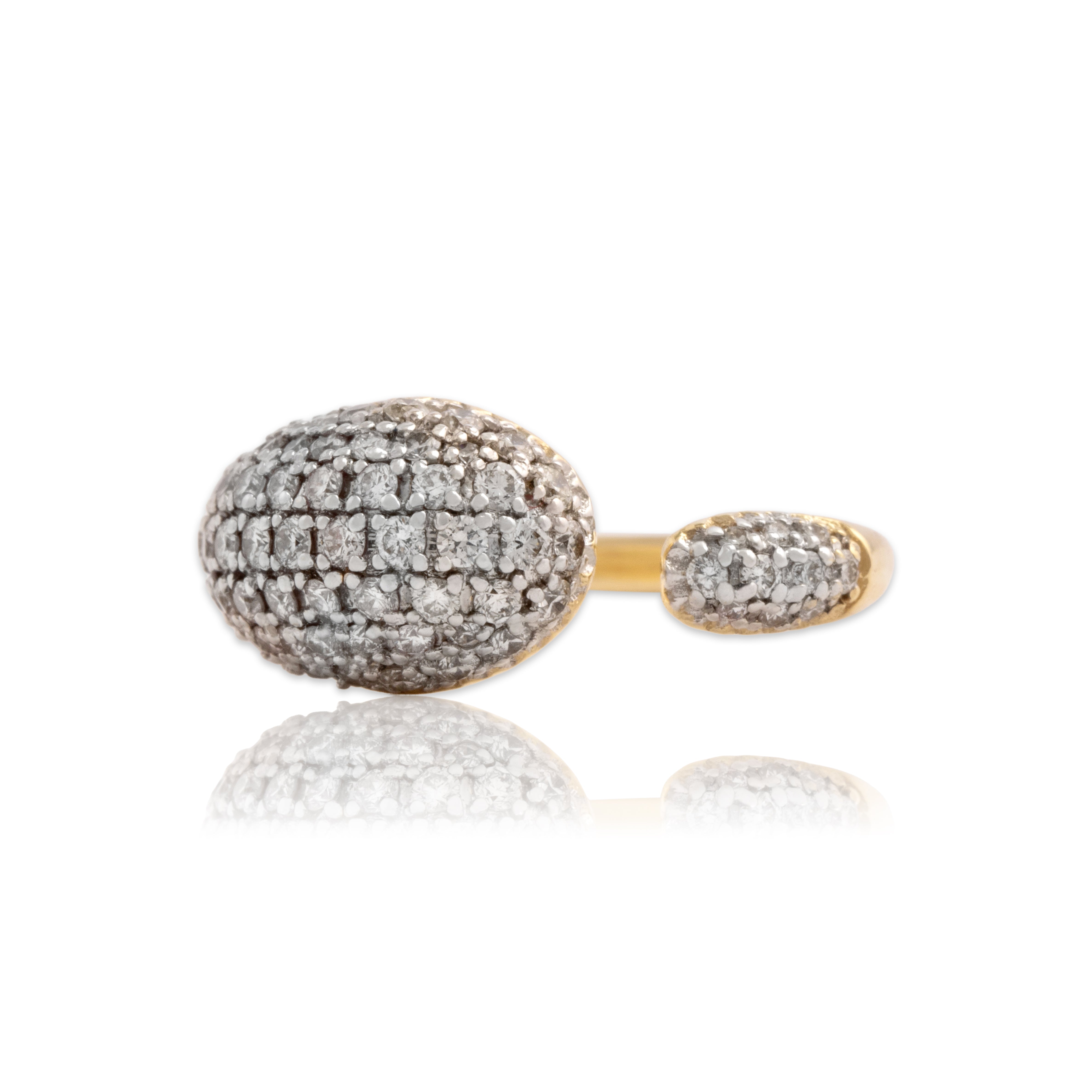 Estate 14k Yellow Gold .73cttw Diamond Open Pavã© Organic Dome Ring - Close-up view