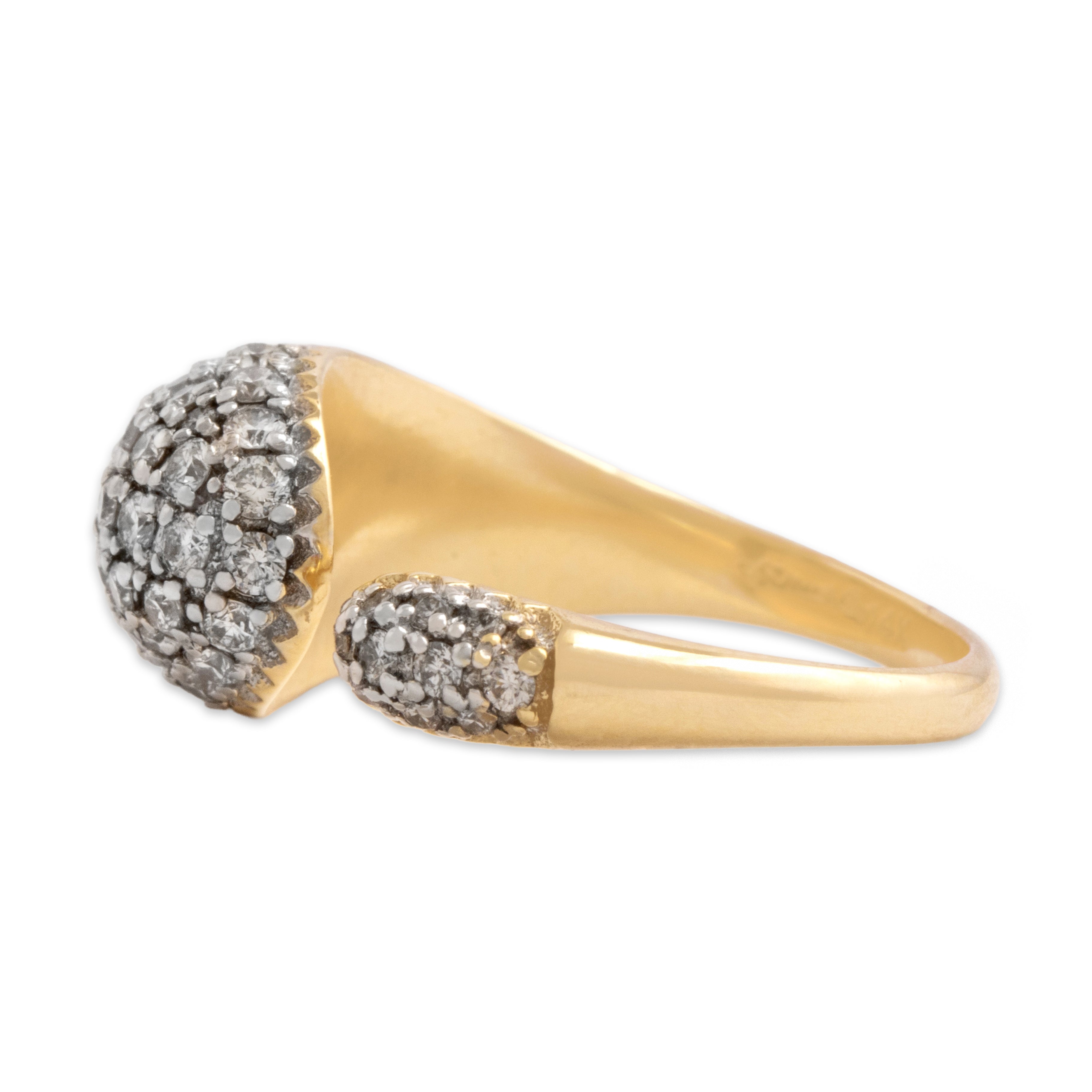 Estate 14k Yellow Gold .73cttw Diamond Open Pavã© Organic Dome Ring - Side view