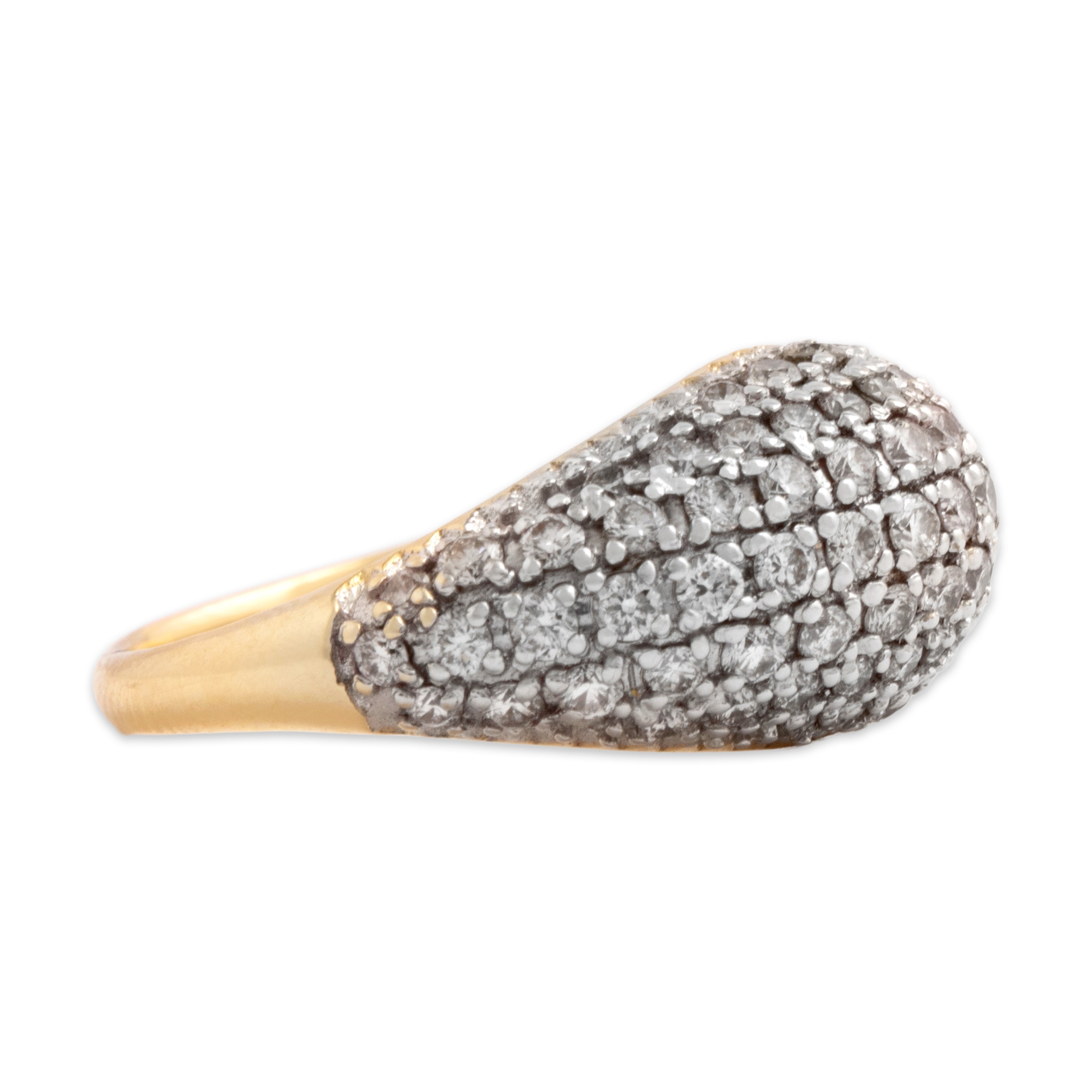 Estate 14k Yellow Gold .73cttw Diamond Open Pavã© Organic Dome Ring - Side view