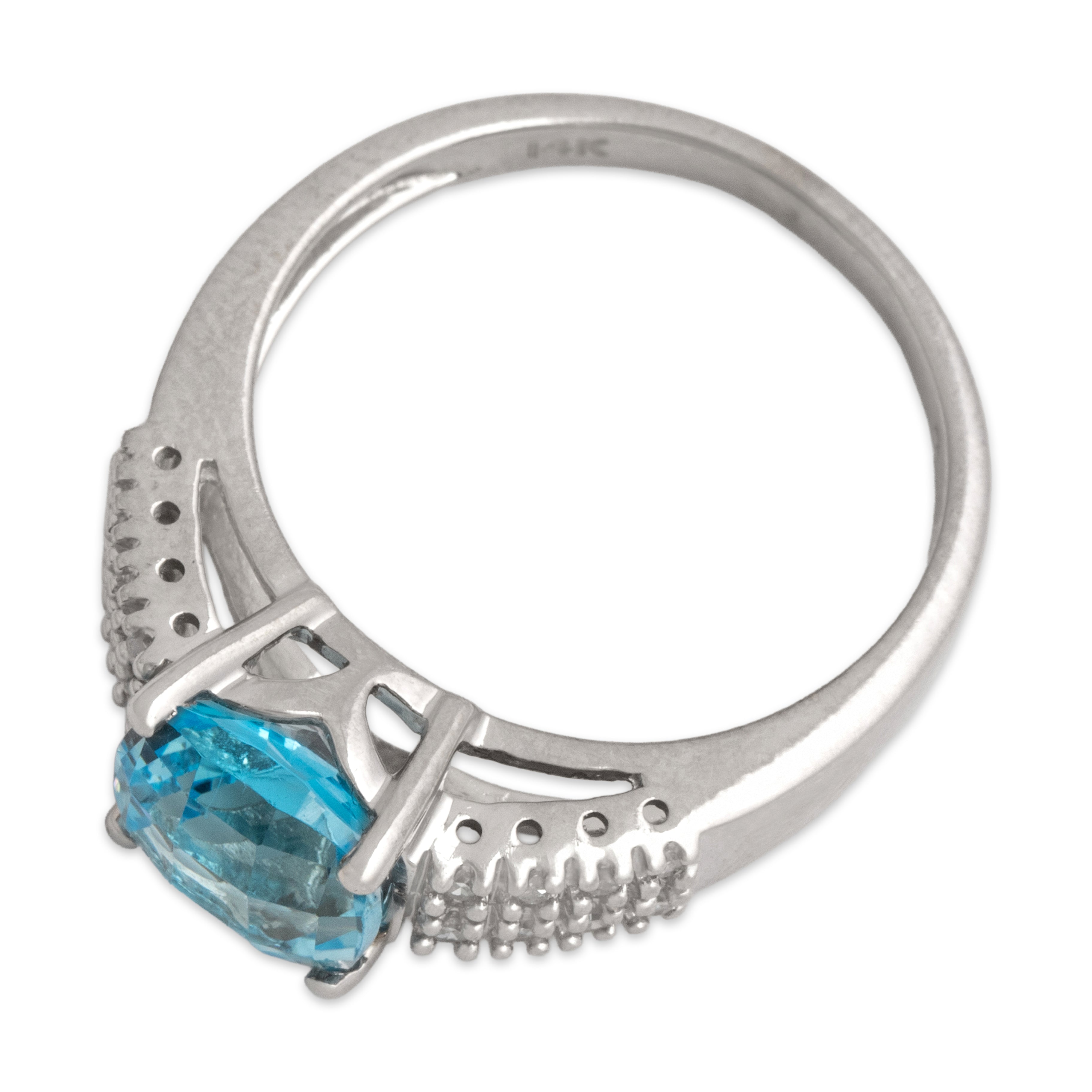 Vintage 14k White Gold 2.99ct Topaz Diamond Double Row Sparkling Shoulder Cocktail Ring  - Overall view