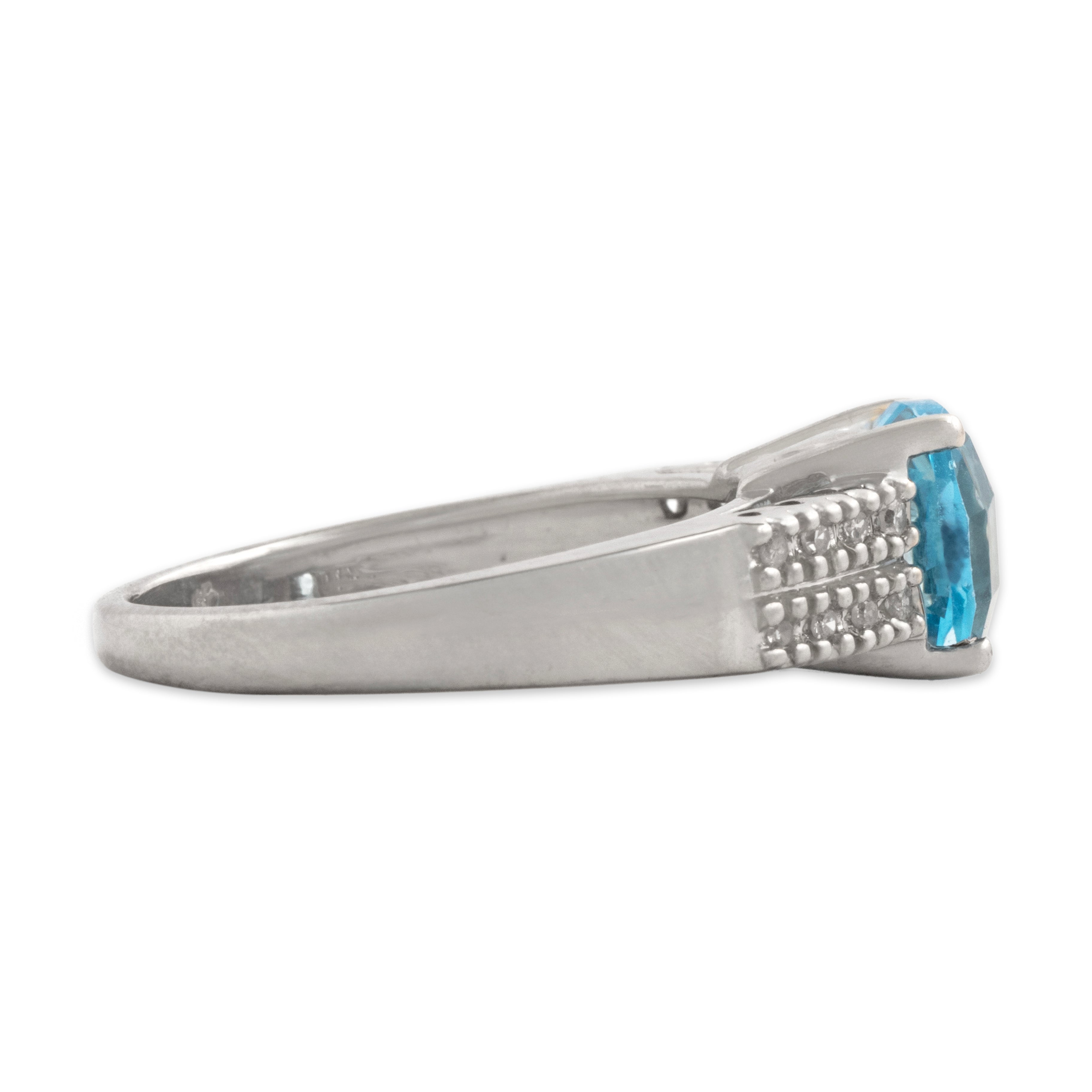 Vintage 14k White Gold 2.99ct Topaz Diamond Double Row Sparkling Shoulder Cocktail Ring  - Side view