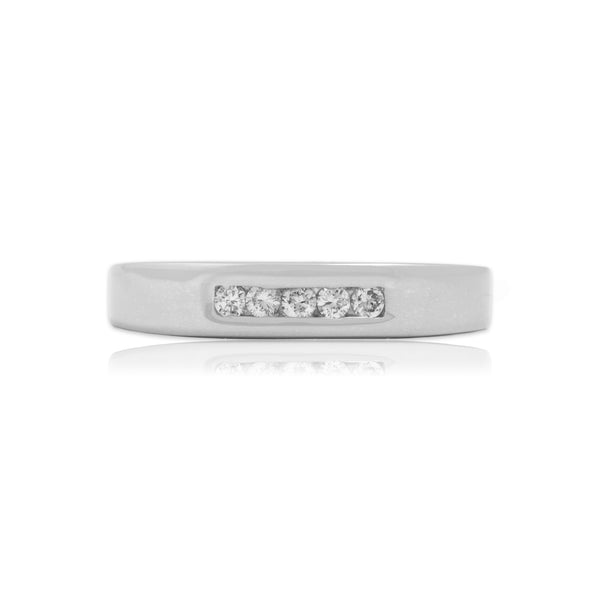 Vintage 14k White Gold Diamond Sleek Modern Channel Band Ring 10.25