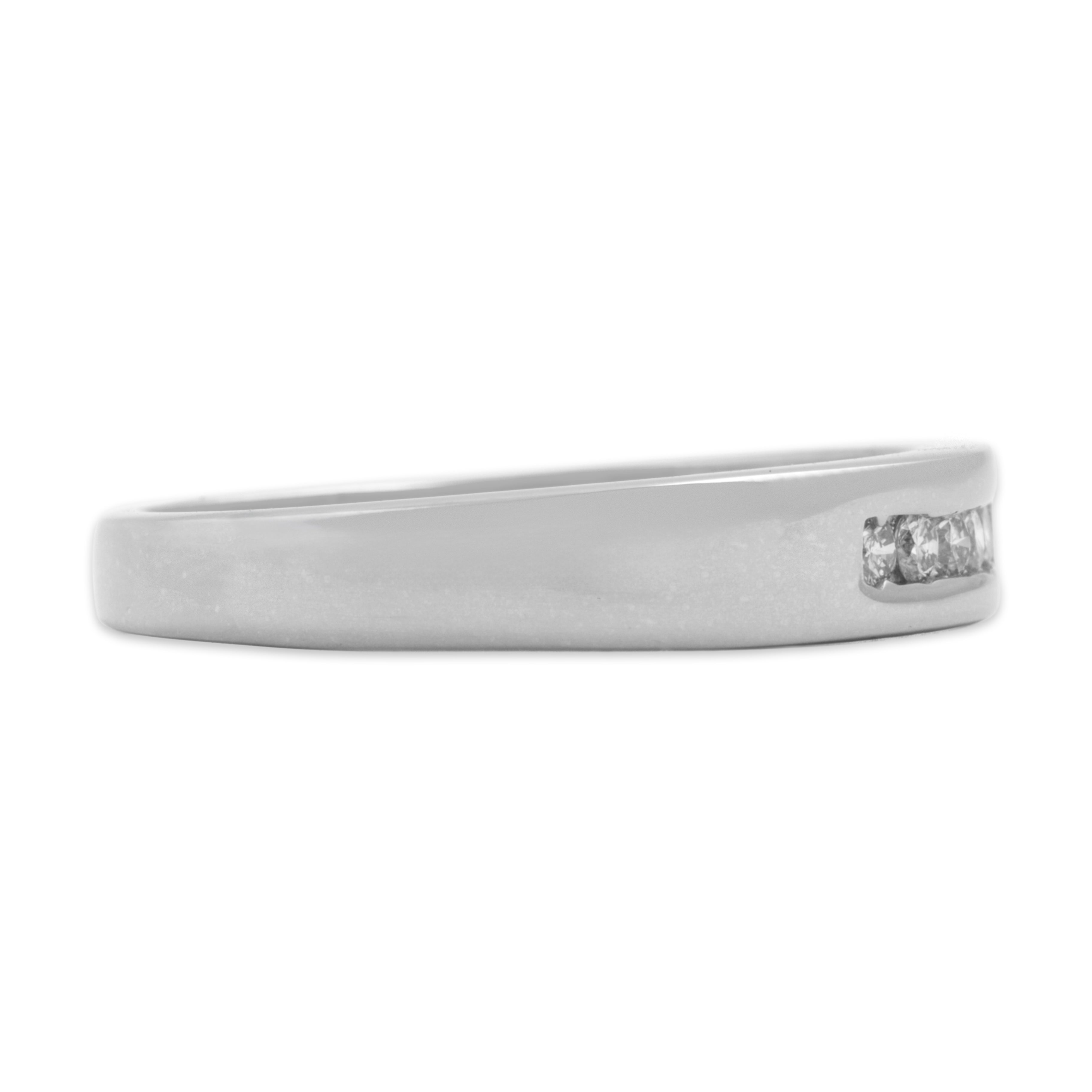 Vintage 14k White Gold Diamond Sleek Modern Channel Band Ring - Side view