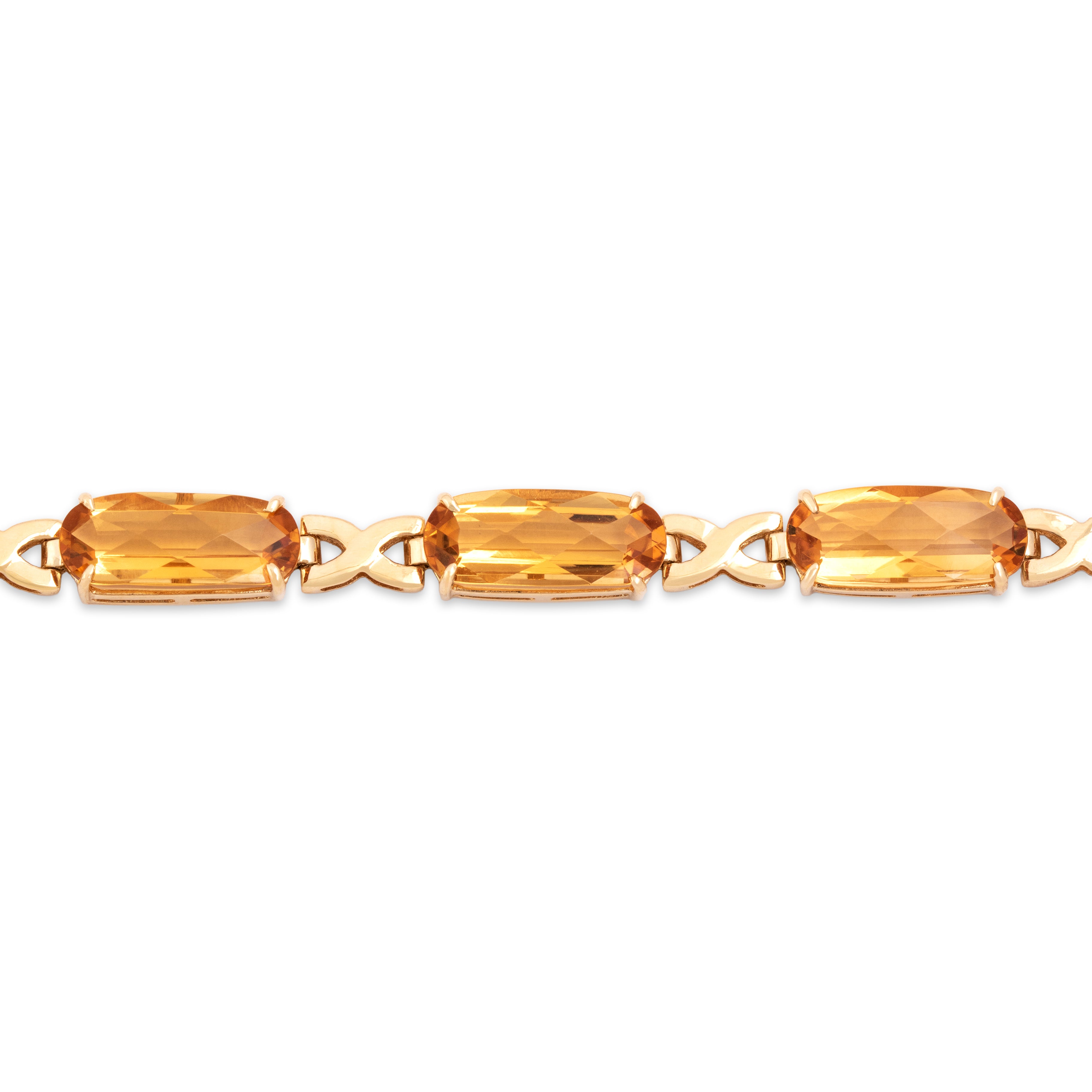 Vintage 14k Yellow Gold 19.38cttw Citrine Fantastic Checkerboard-Cut Bracelet - Close-up view
