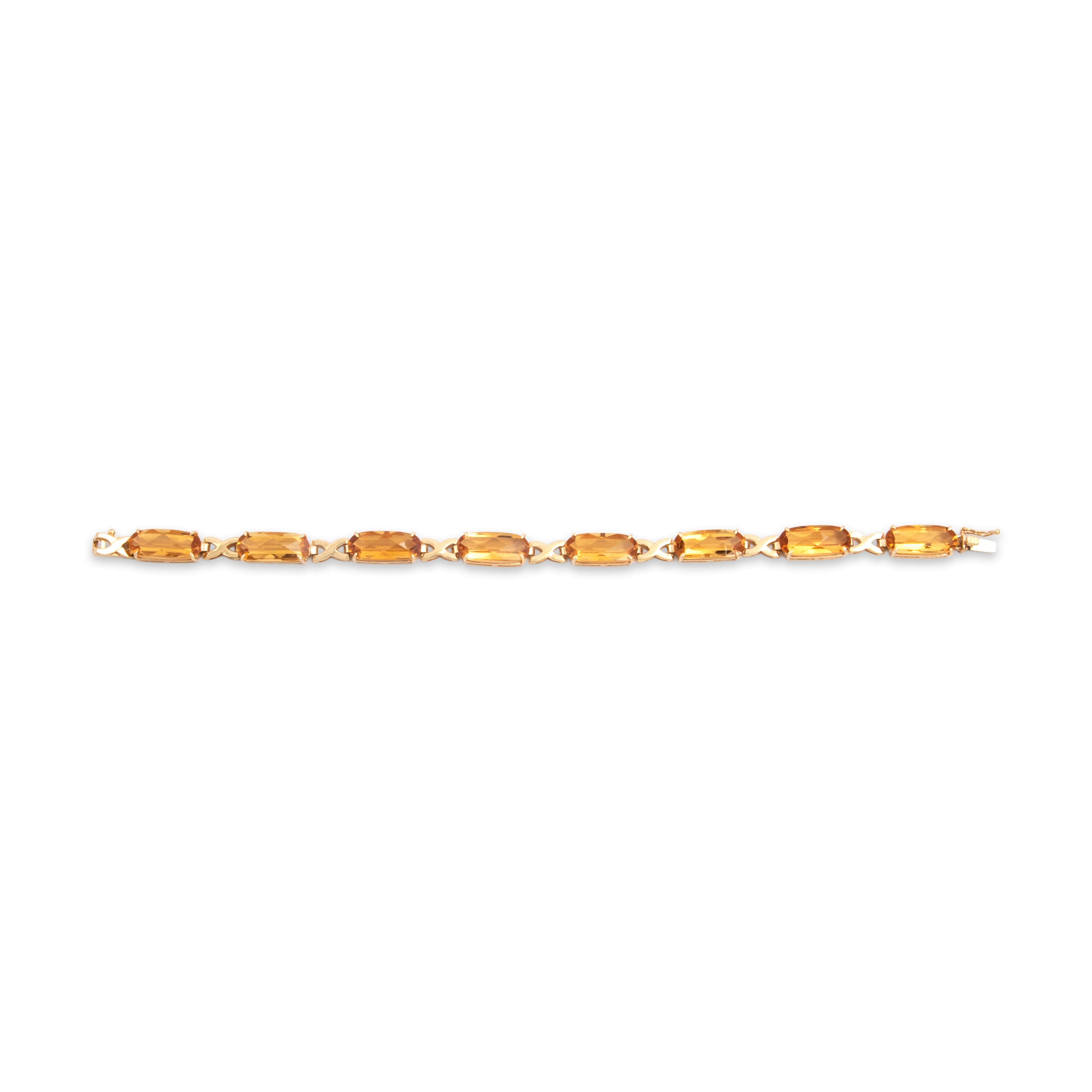 Vintage 14k Yellow Gold 19.38cttw Citrine Fantastic Checkerboard-Cut Bracelet - Overall view