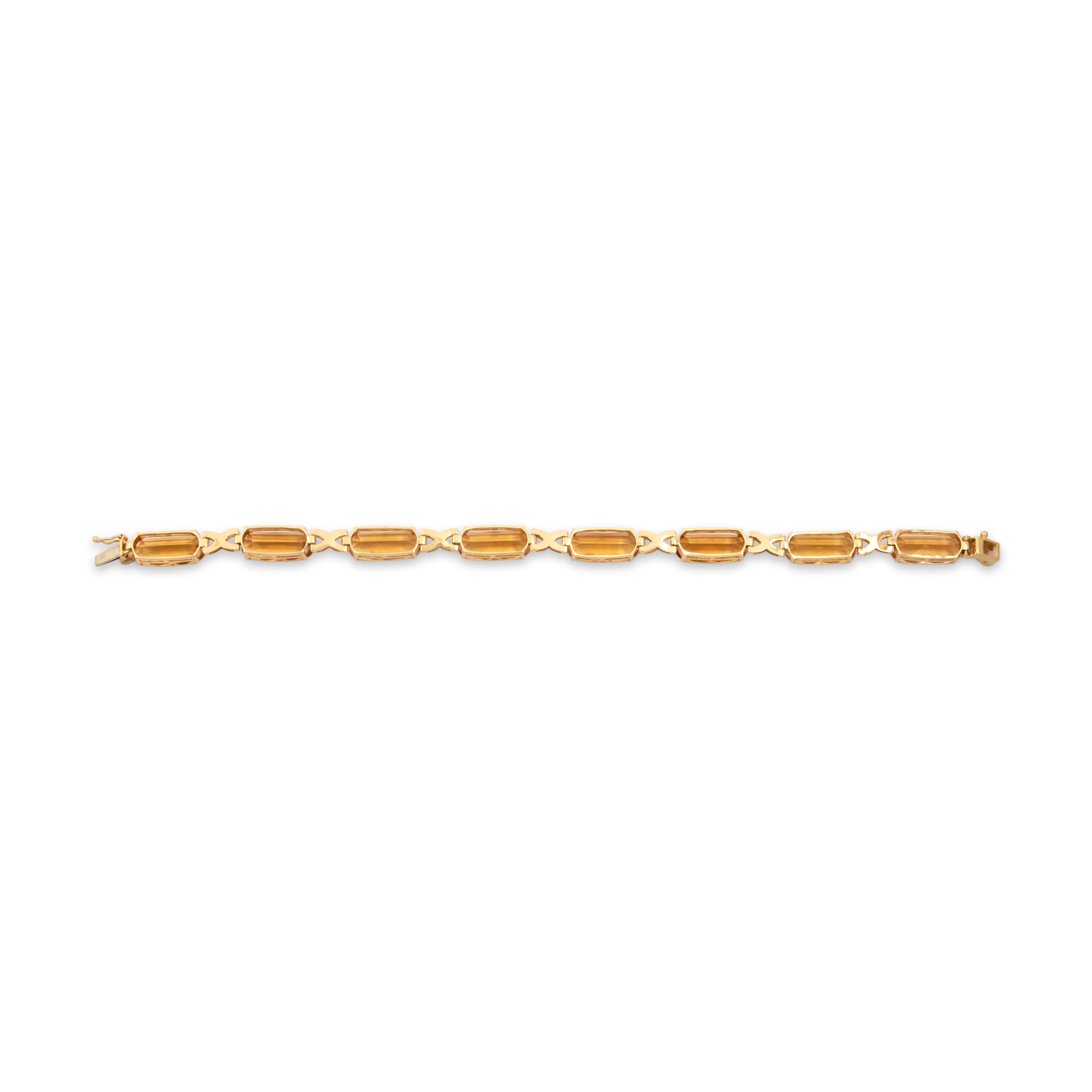 Vintage 14k Yellow Gold 19.38cttw Citrine Fantastic Checkerboard-Cut Bracelet - Back view
