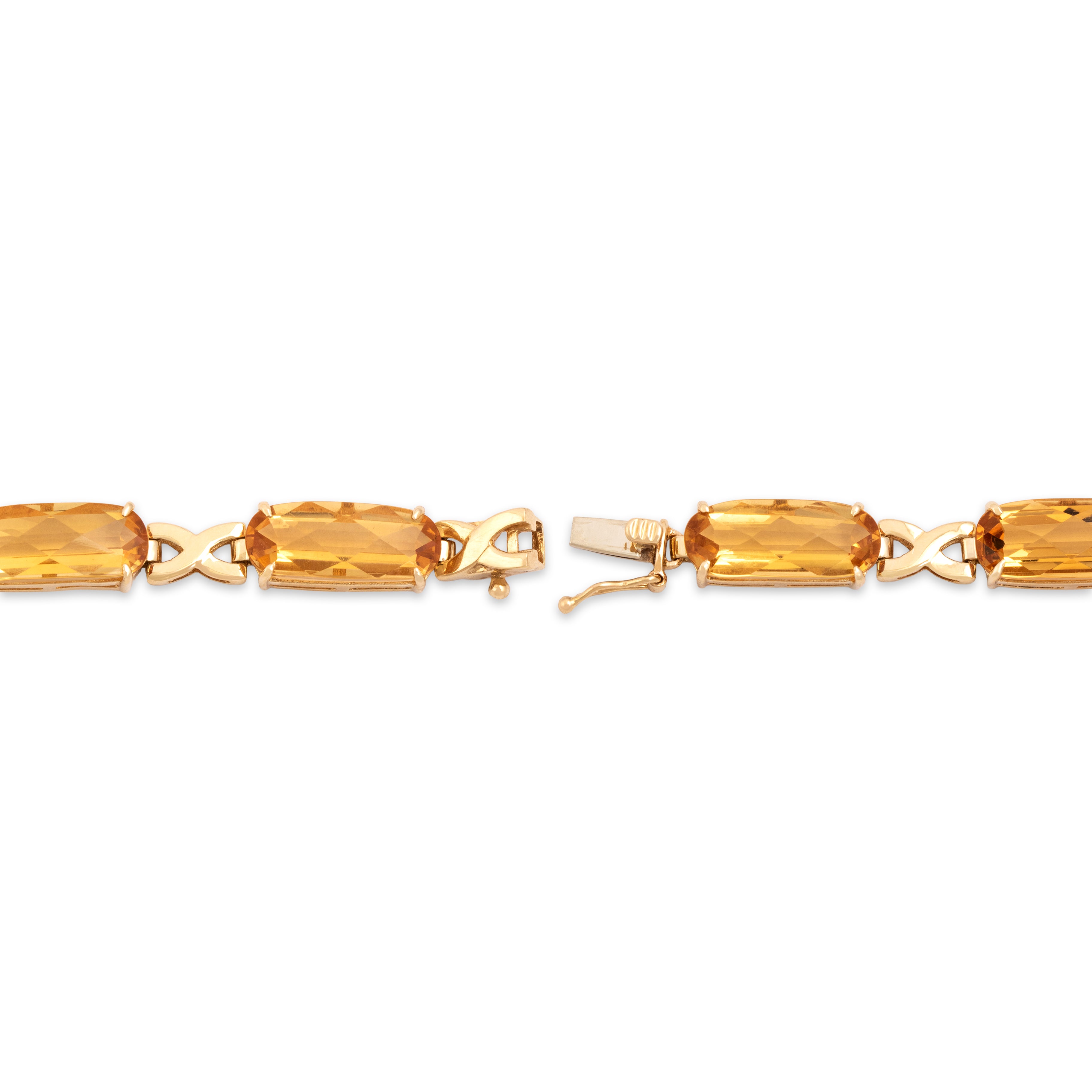 Vintage 14k Yellow Gold 19.38cttw Citrine Fantastic Checkerboard-Cut Bracelet - clasp view