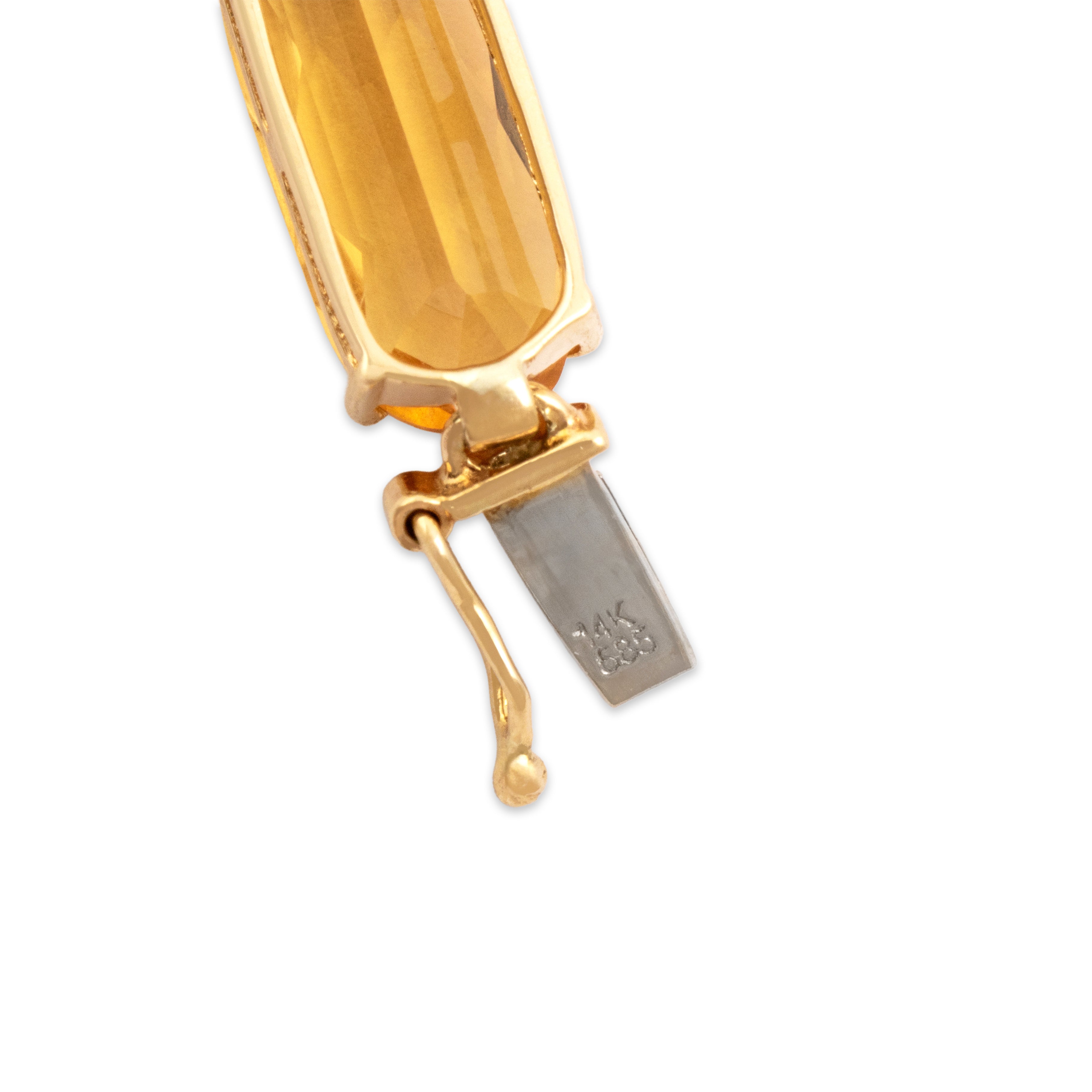 Vintage 14k Yellow Gold 19.38cttw Citrine Fantastic Checkerboard-Cut Bracelet - Hallmark view