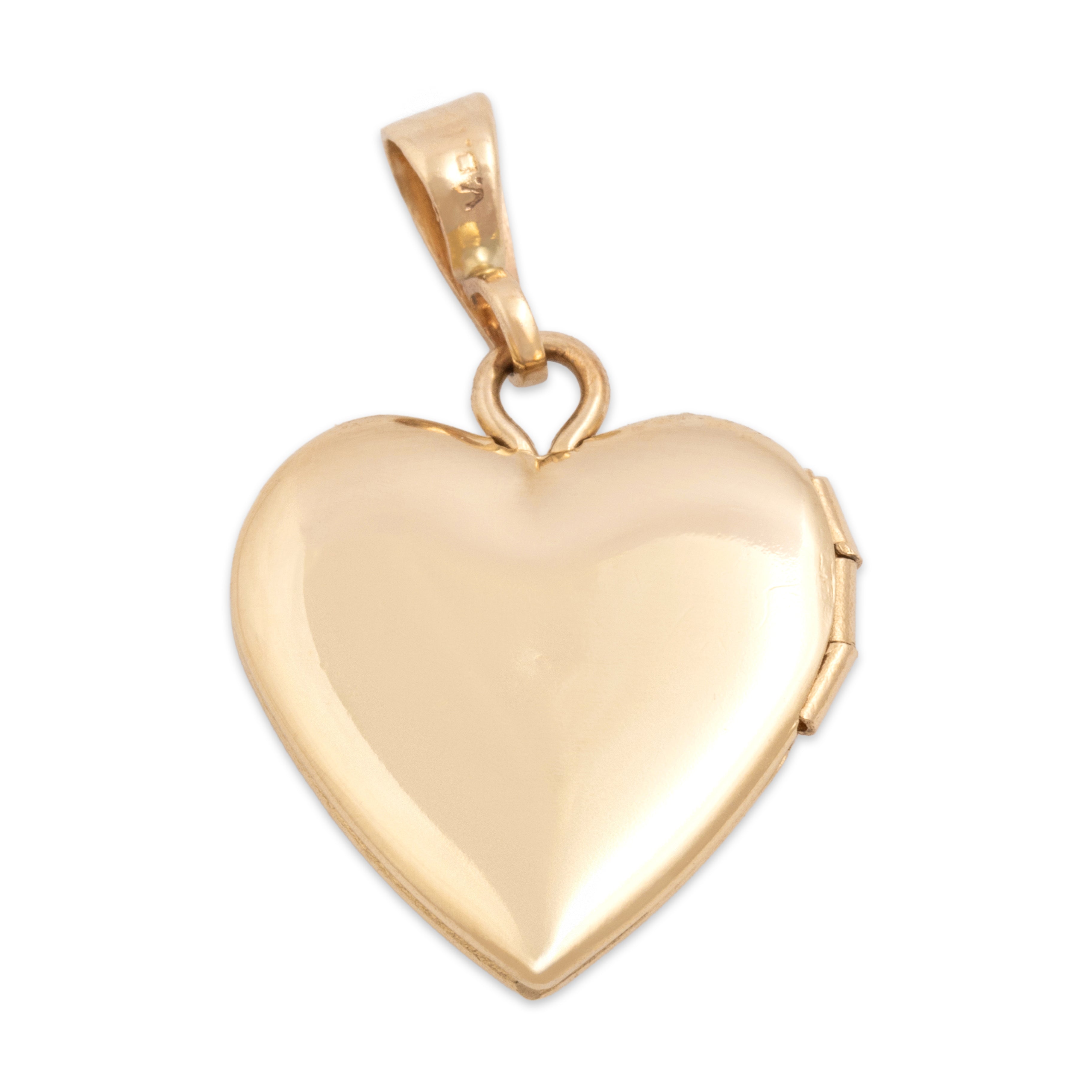 Vintage 14k Yellow Gold Diamond Dainty Star-Set Heart Locket Charm / Pendant - Back view