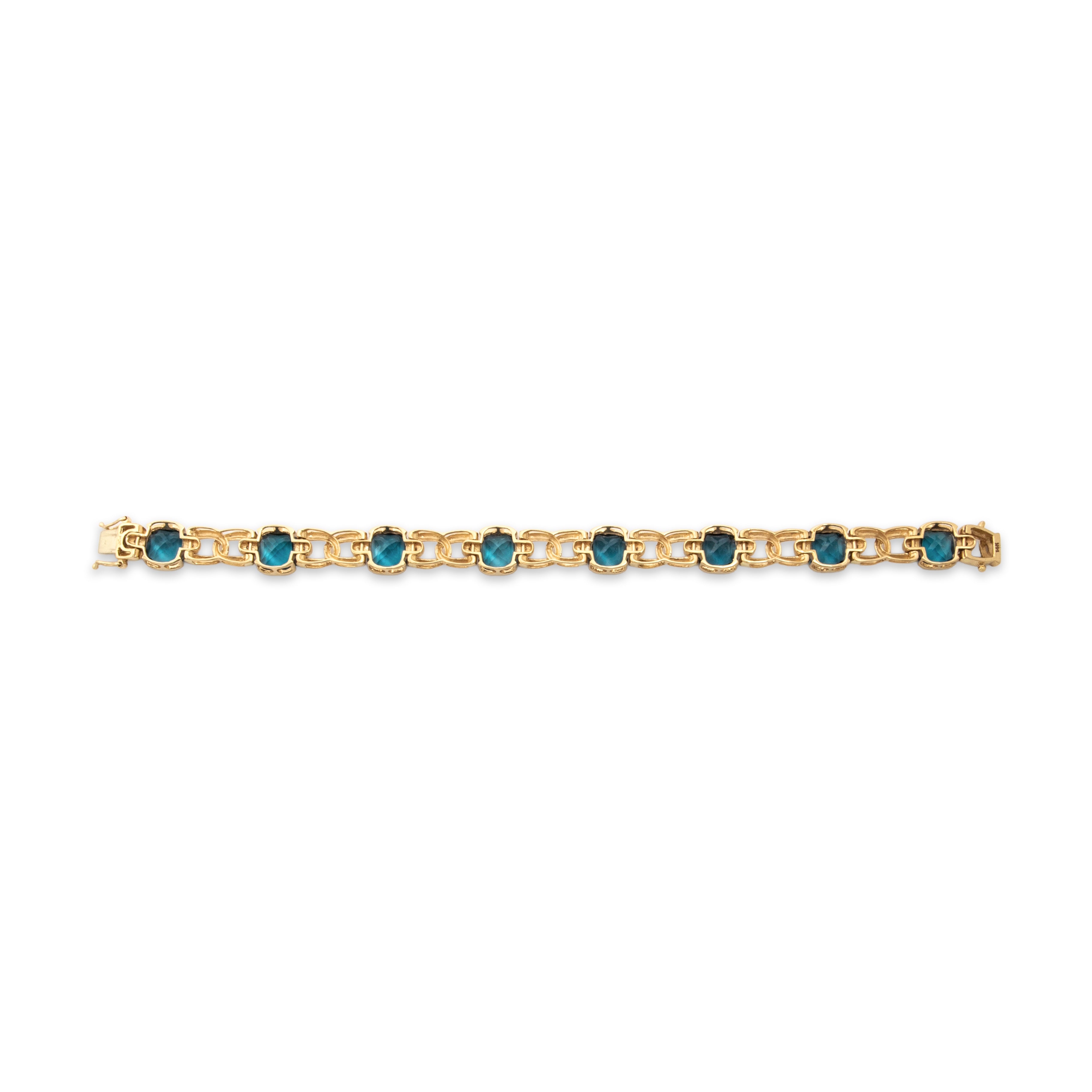 Vintage 14k Yellow Gold 18.96cttw London Blue Topaz Diamond Bold Bracelet 6.25