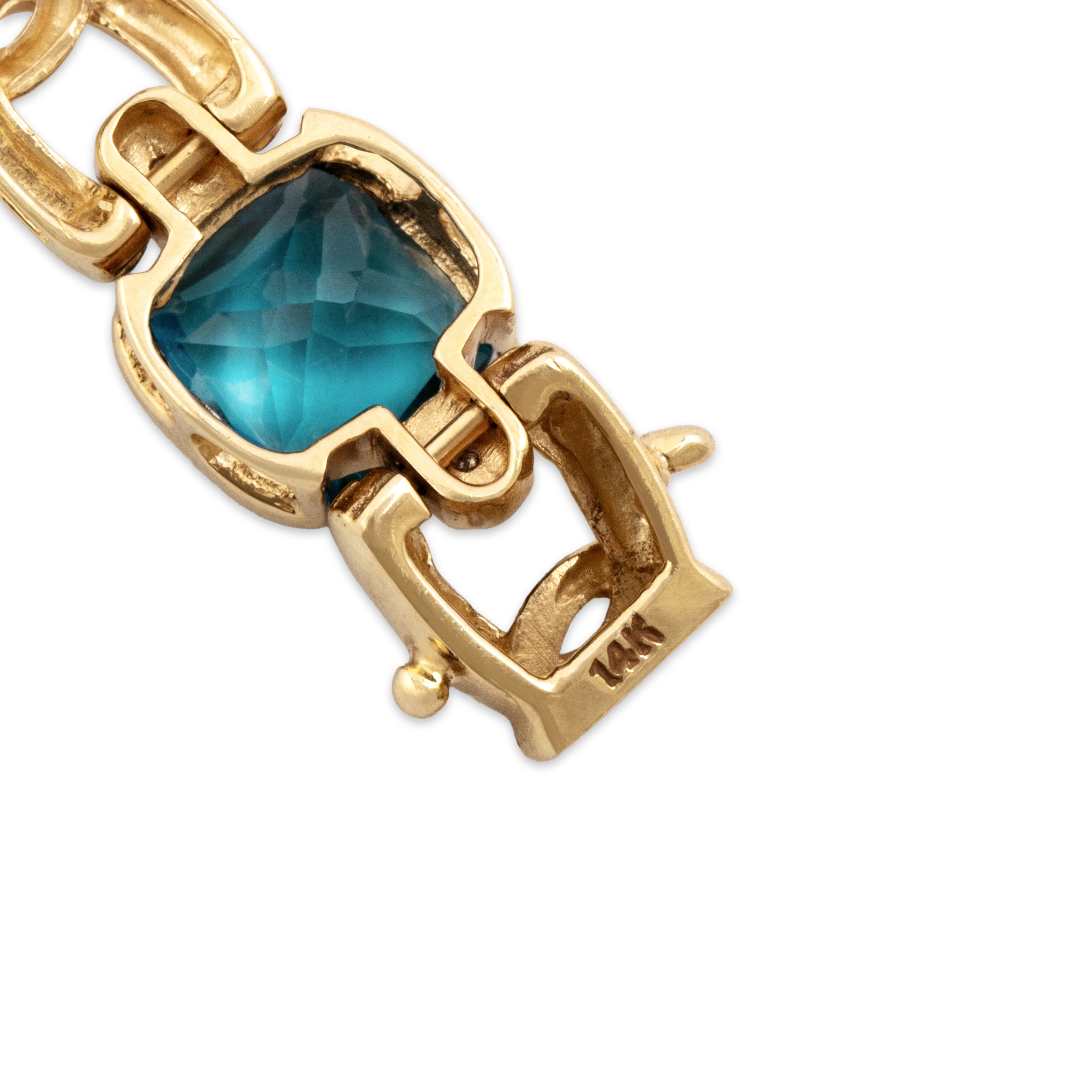 Vintage 14k Yellow Gold 18.96cttw London Blue Topaz Diamond Bold Bracelet 6.25