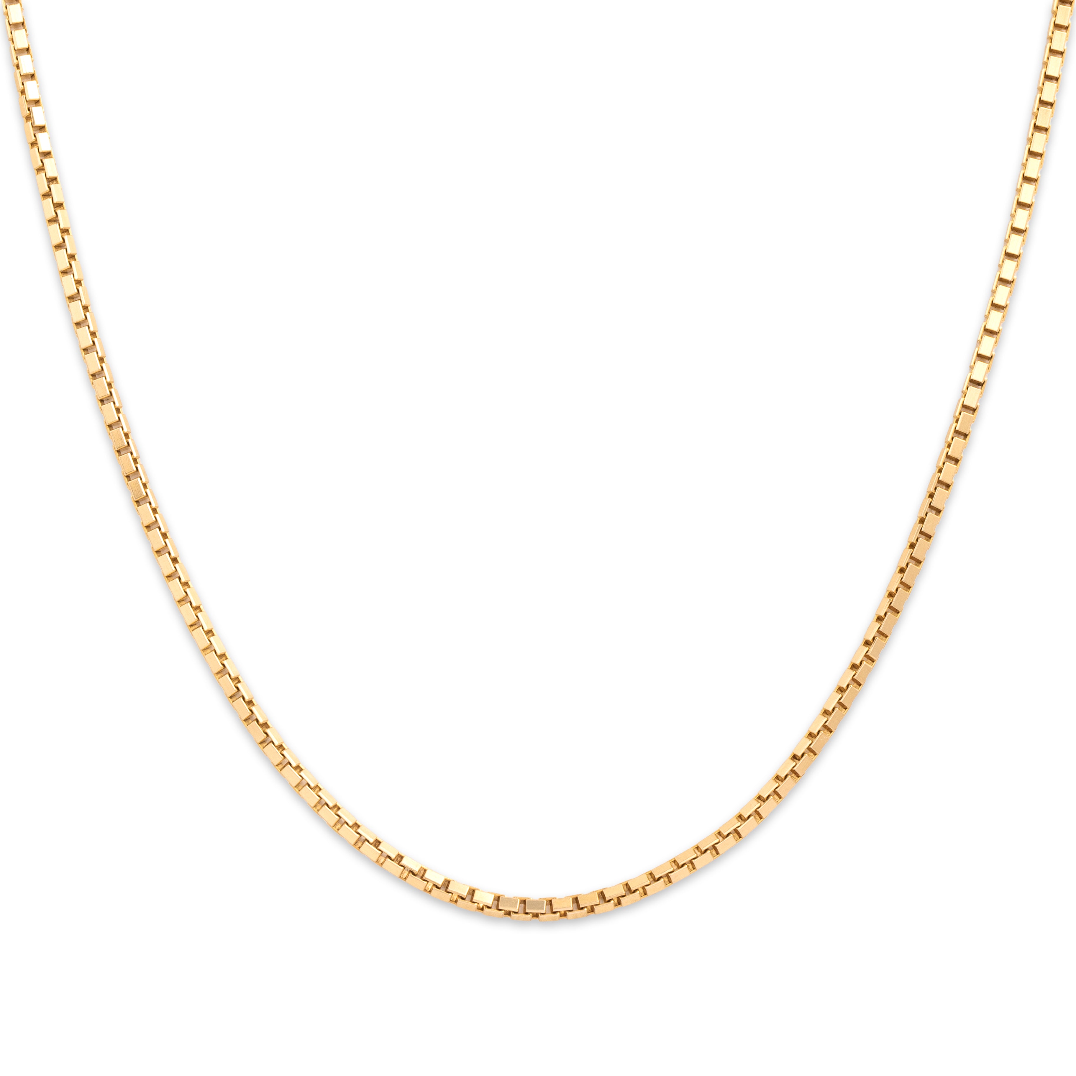 Vintage Italian 14k Yellow Gold Sleek Dimensional Box 1.6mm Chain - detail view #1