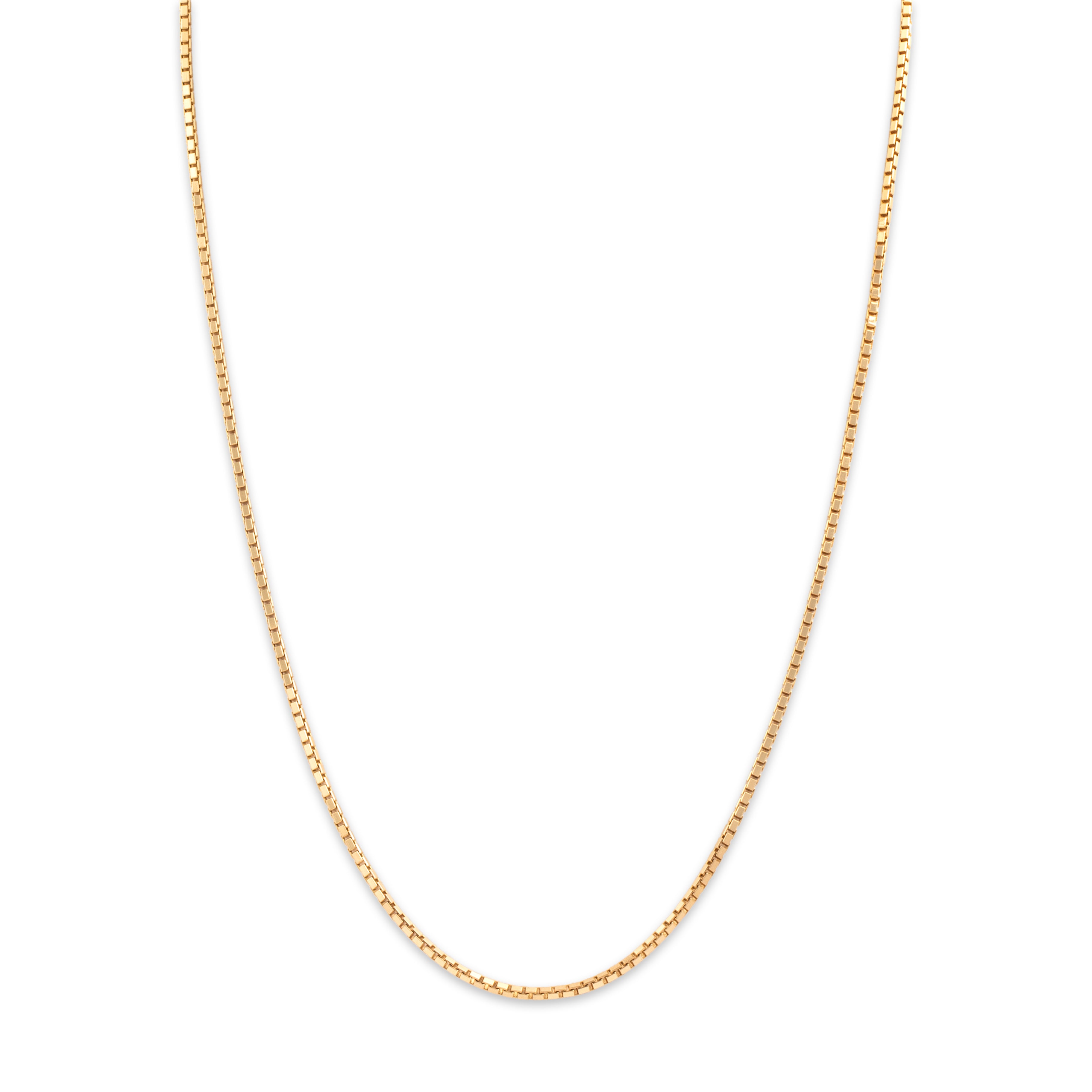 Vintage Italian 14k Yellow Gold Sleek Dimensional Box 1.6mm Chain - Close-up view